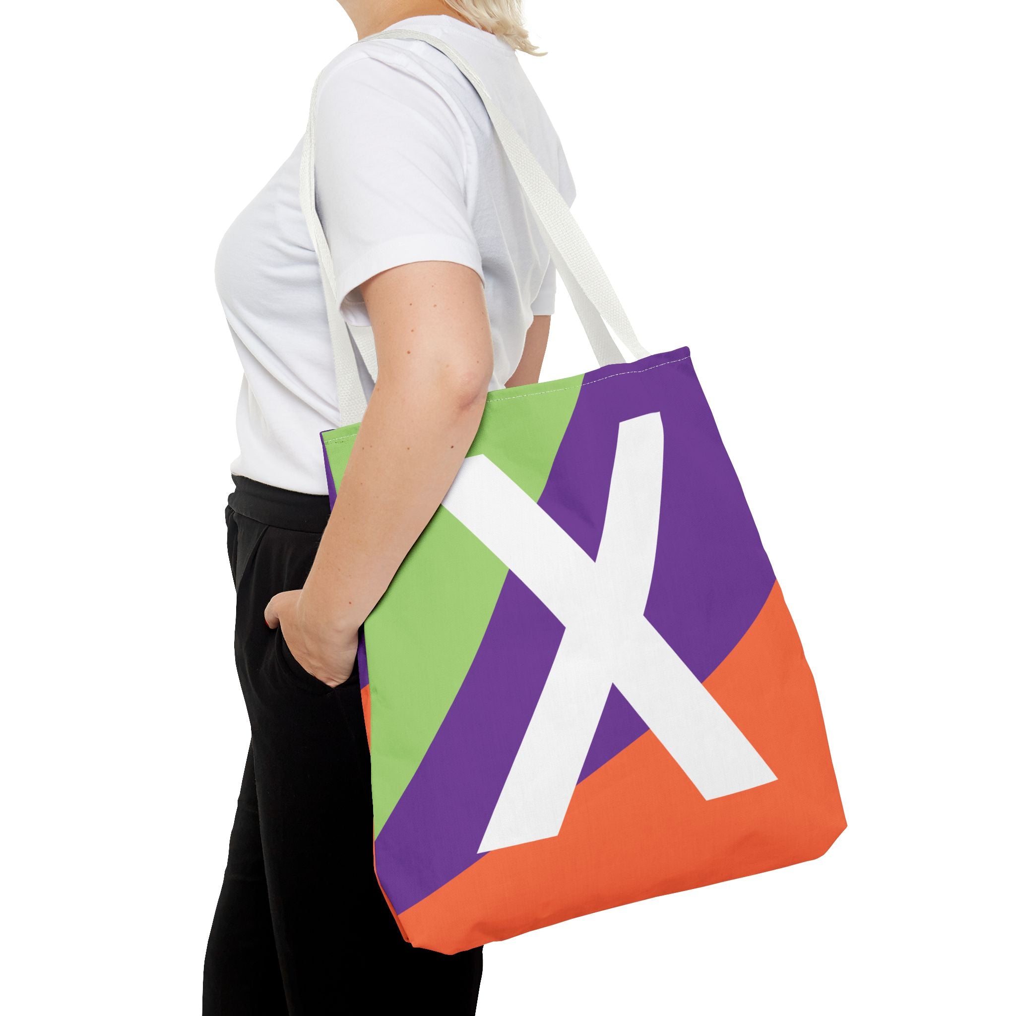 Monogram 'X' Colorblock Tote Bag — Personalized Initial X Shoulder Tote