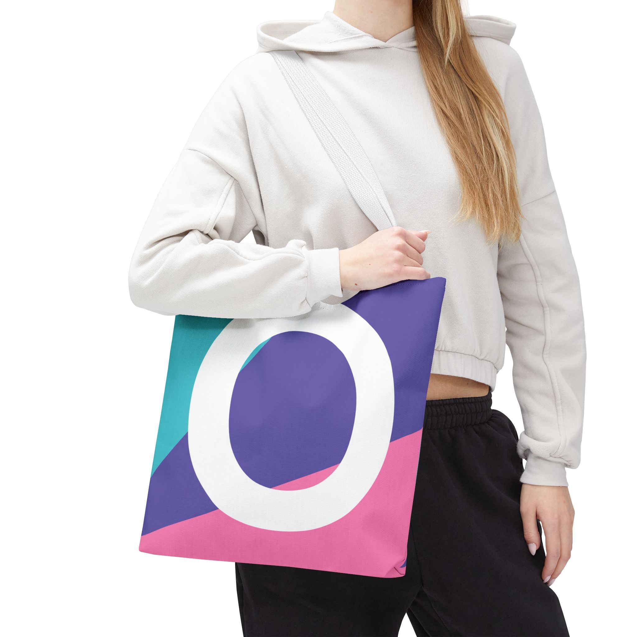 Monogram 'O' Colorblock Tote Bag — Personalized Initial O Shoulder Tote