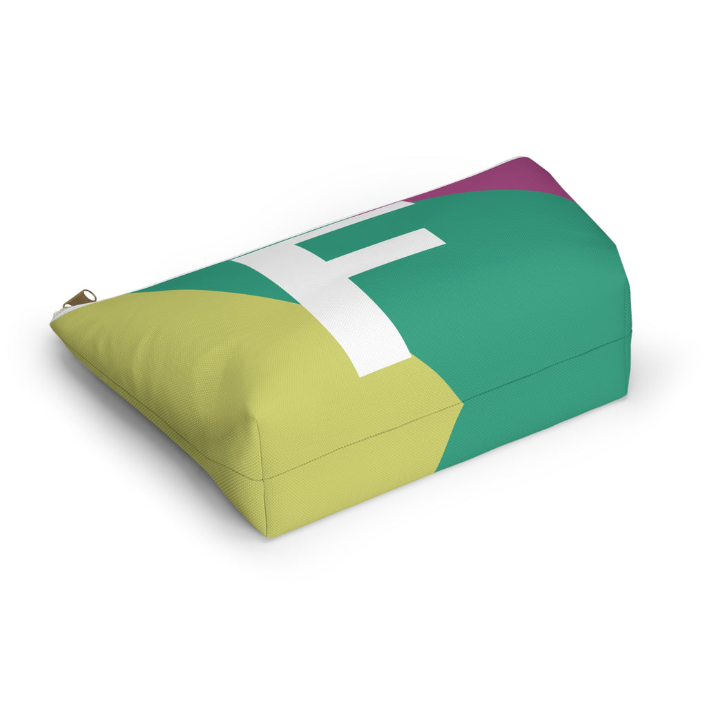 Initials Colorblock Accessory Pouch — Monogram F T-Bottom Cosmetic Bag