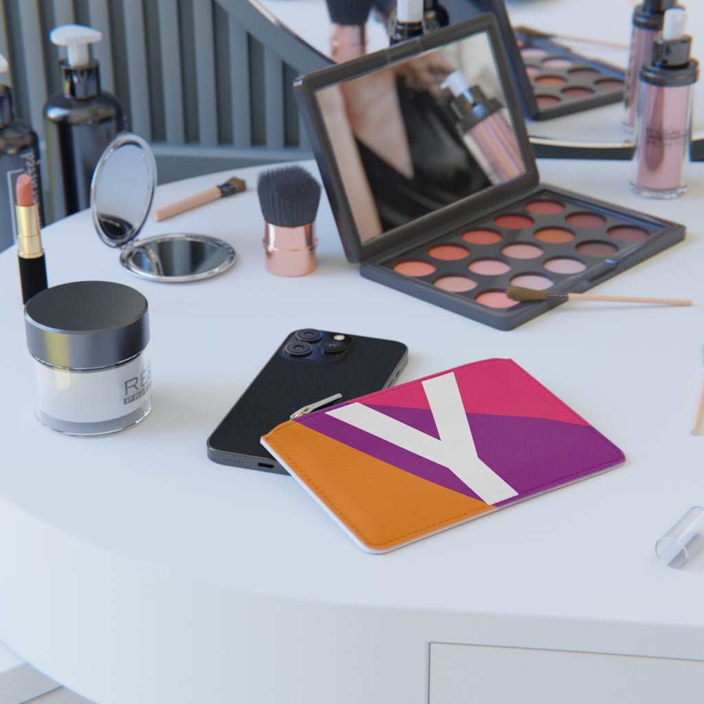 Initial Y Mini Clutch — Colorblock Monogram Wristlet Wallet
