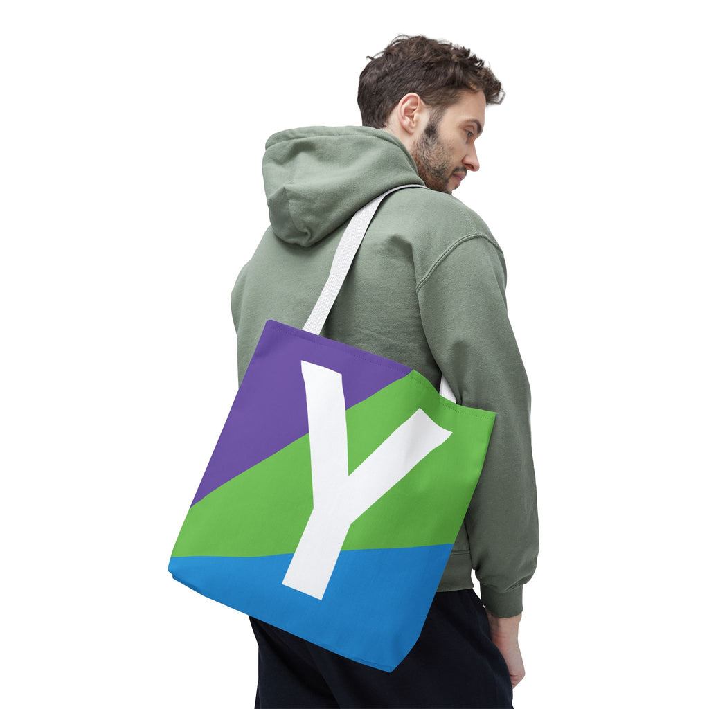 Monogram 'Y' Colorblock Tote Bag — Personalized Initial Y Shoulder Tote