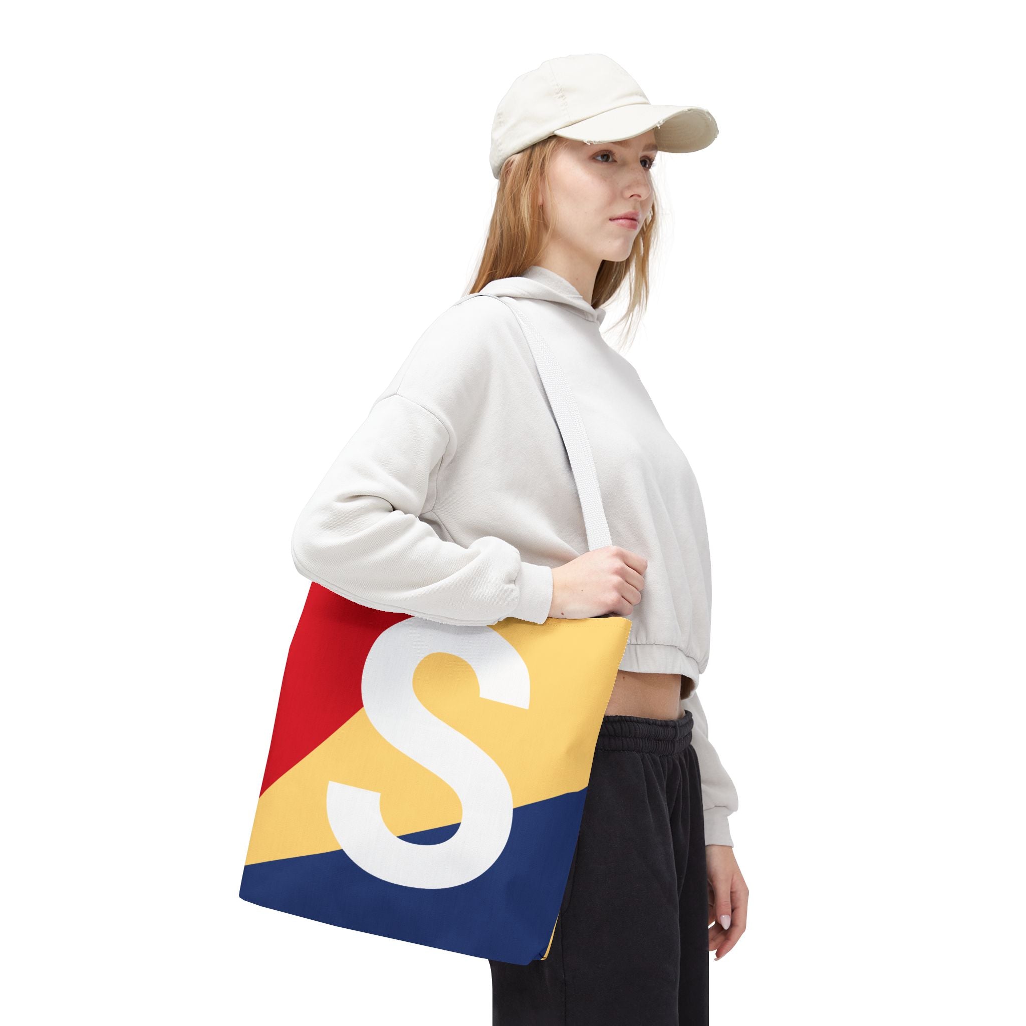 Monogram 'S' Colorblock Tote Bag — Personalized Initial S Shoulder Tote