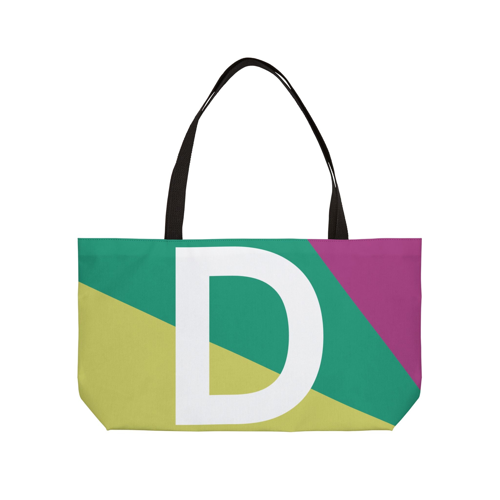 Personalized 'D' Colorblock Tote Bag — Monogram Weekender Tote