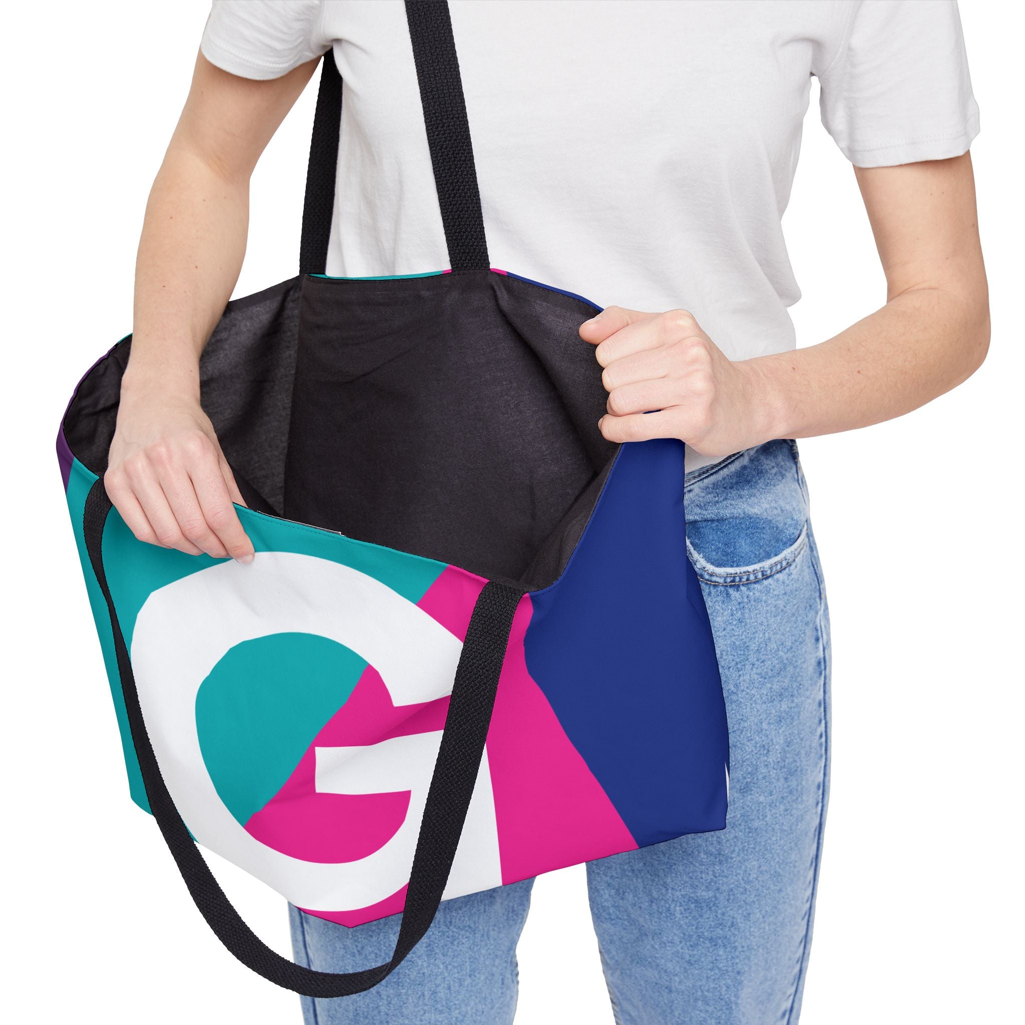 Personalized 'G' Colorblock Tote Bag — Monogram Weekender Tote