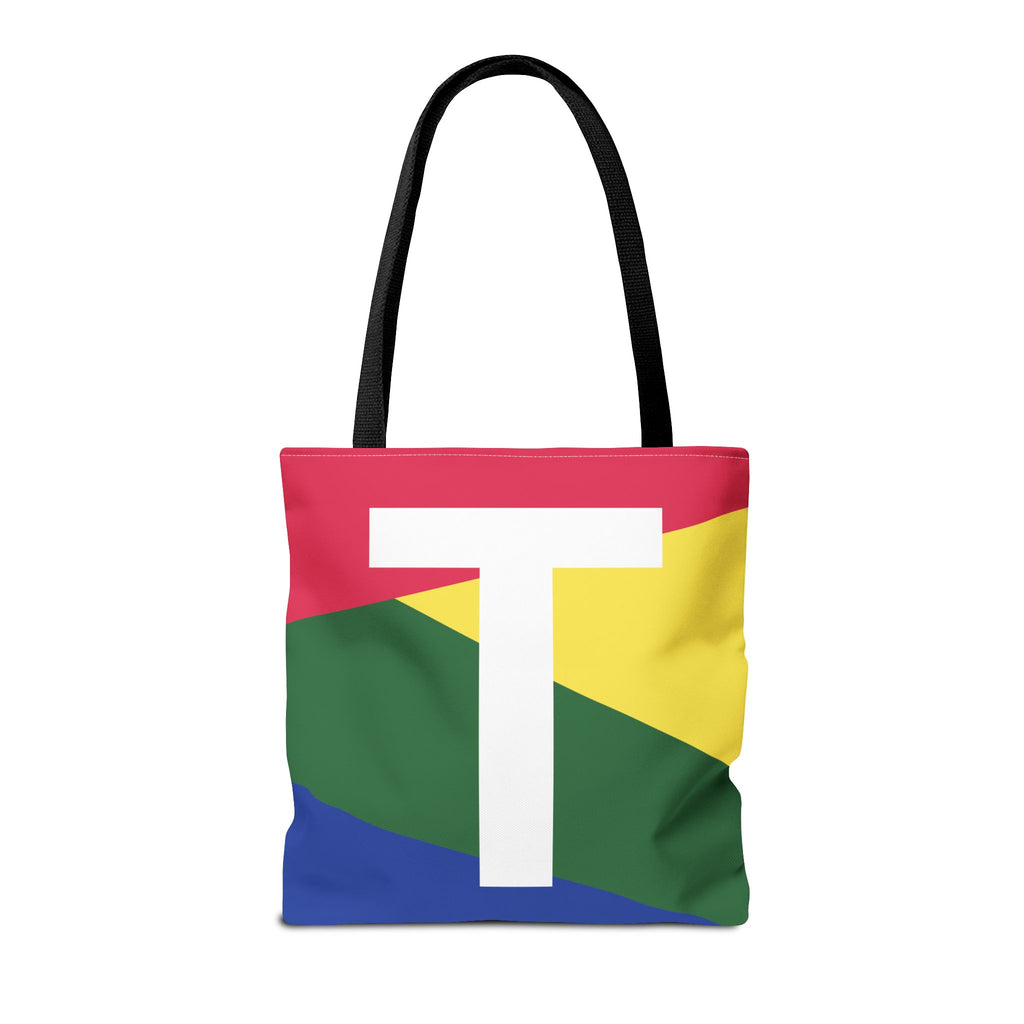 Monogram 'T' Colorblock Tote Bag — Personalized Initial T Shoulder Tote