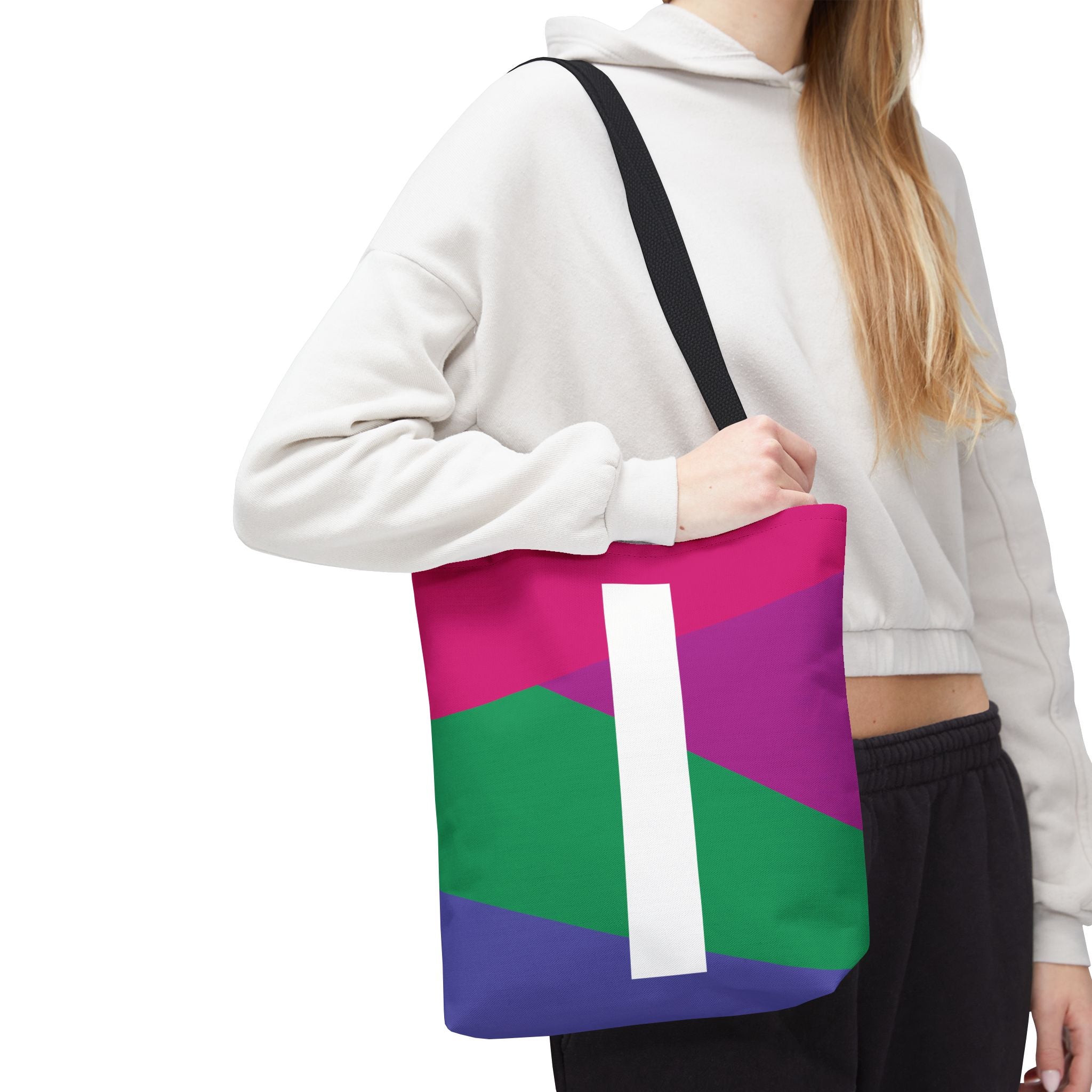 Monogram 'I' Colorblock Tote Bag — Personalized Initial I Shoulder Tote