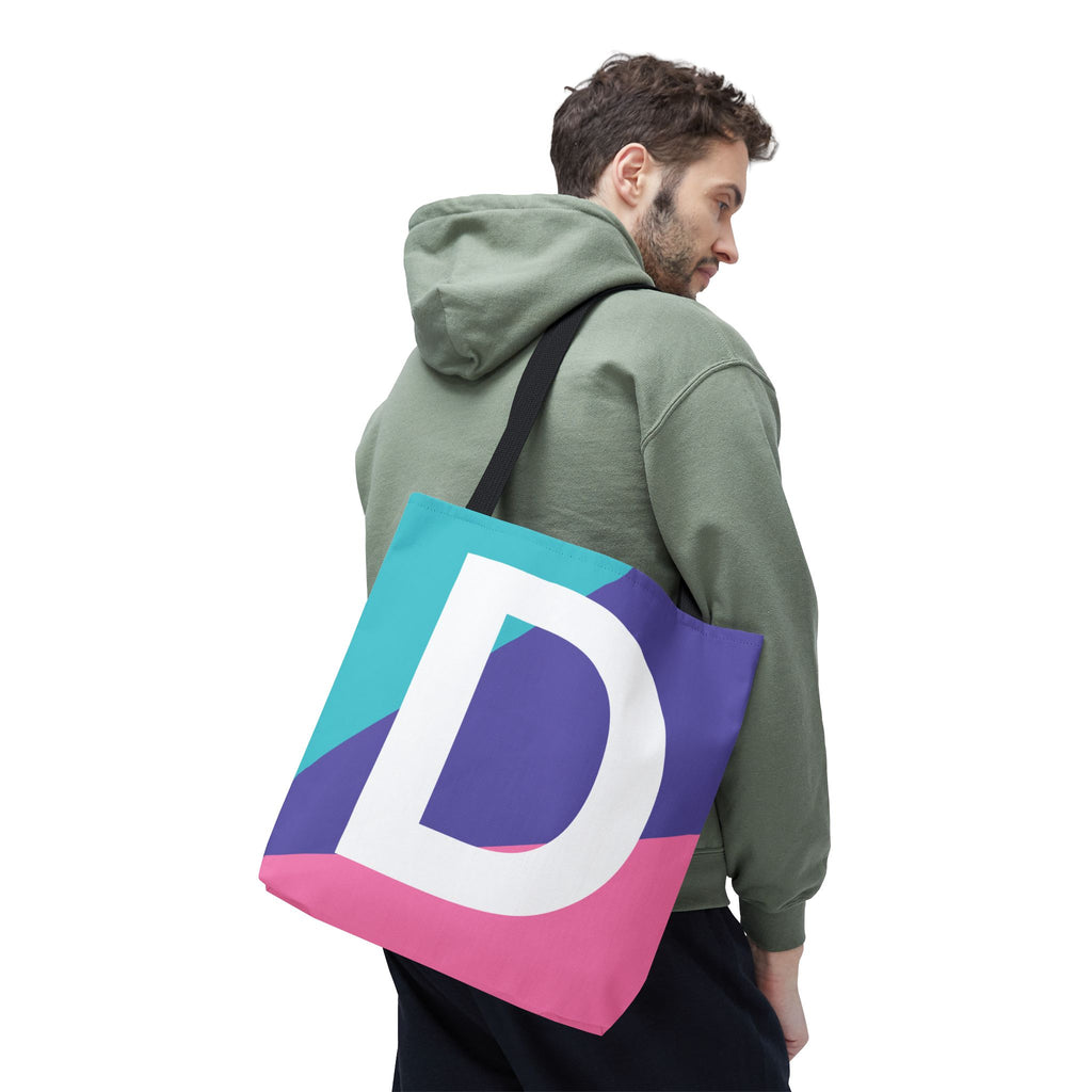 Monogram 'D' Colorblock Tote Bag — Personalized Initial D Shoulder Tote