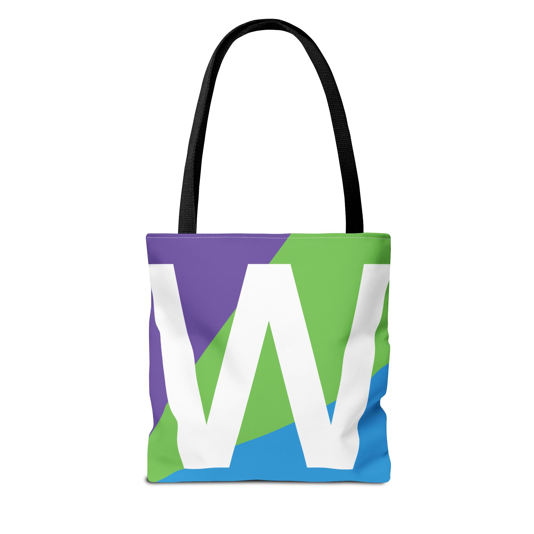 Monogram 'W' Colorblock Tote Bag — Personalized Initial W Shoulder Tote