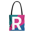 Monogram 'R' Colorblock Tote Bag — Personalized Initial R Shoulder Tote