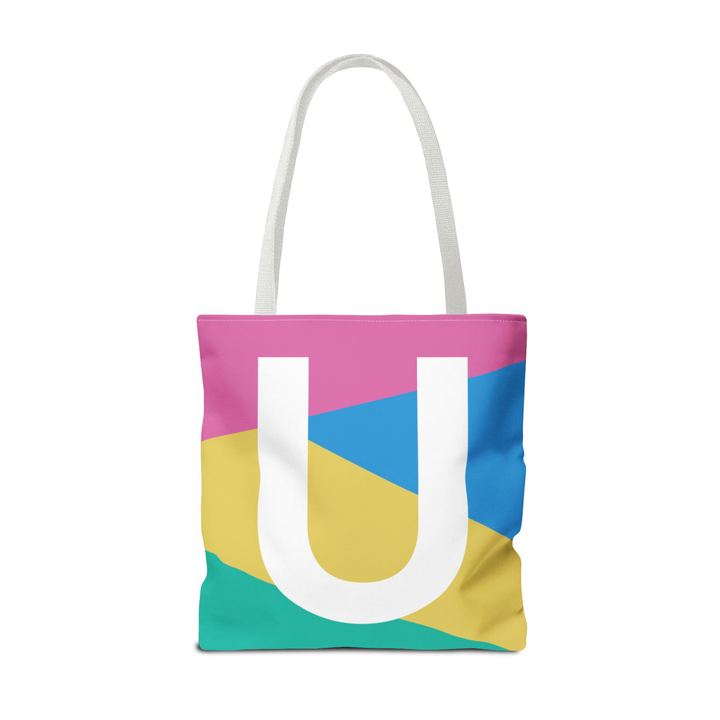 Monogram 'U' Colorblock Tote Bag — Personalized Initial U Shoulder Tote