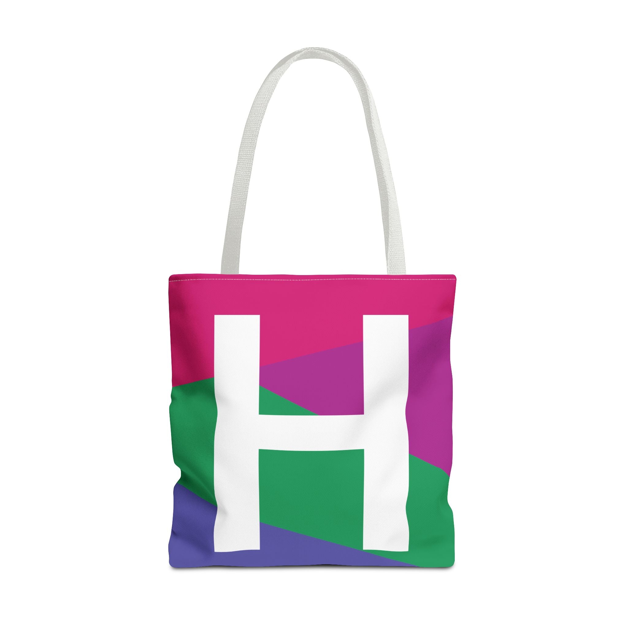 Monogram 'H' Colorblock Tote Bag — Personalized Initial H Shoulder Tote