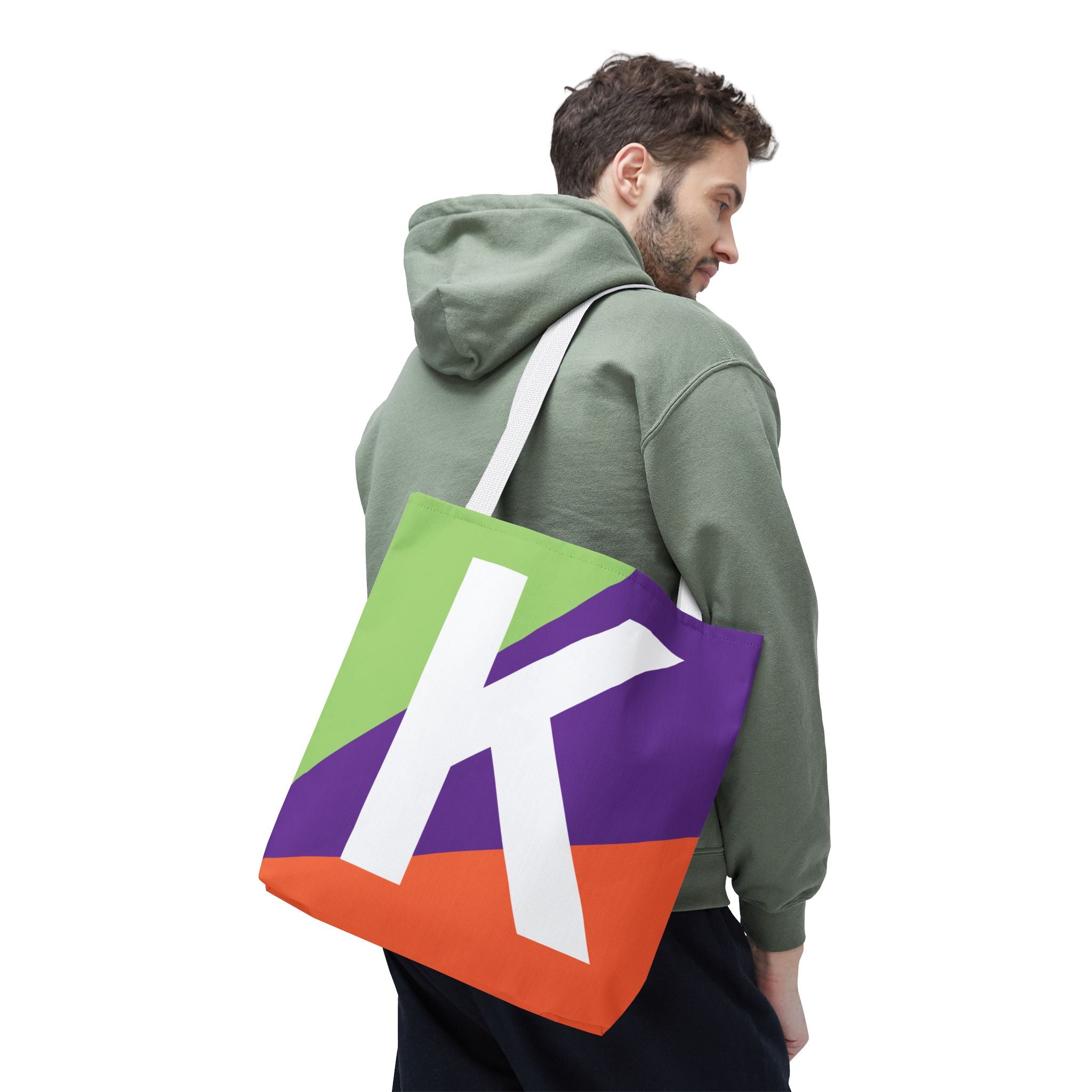 Monogram 'K' Colorblock Tote Bag — Personalized Initial K Shoulder Tote