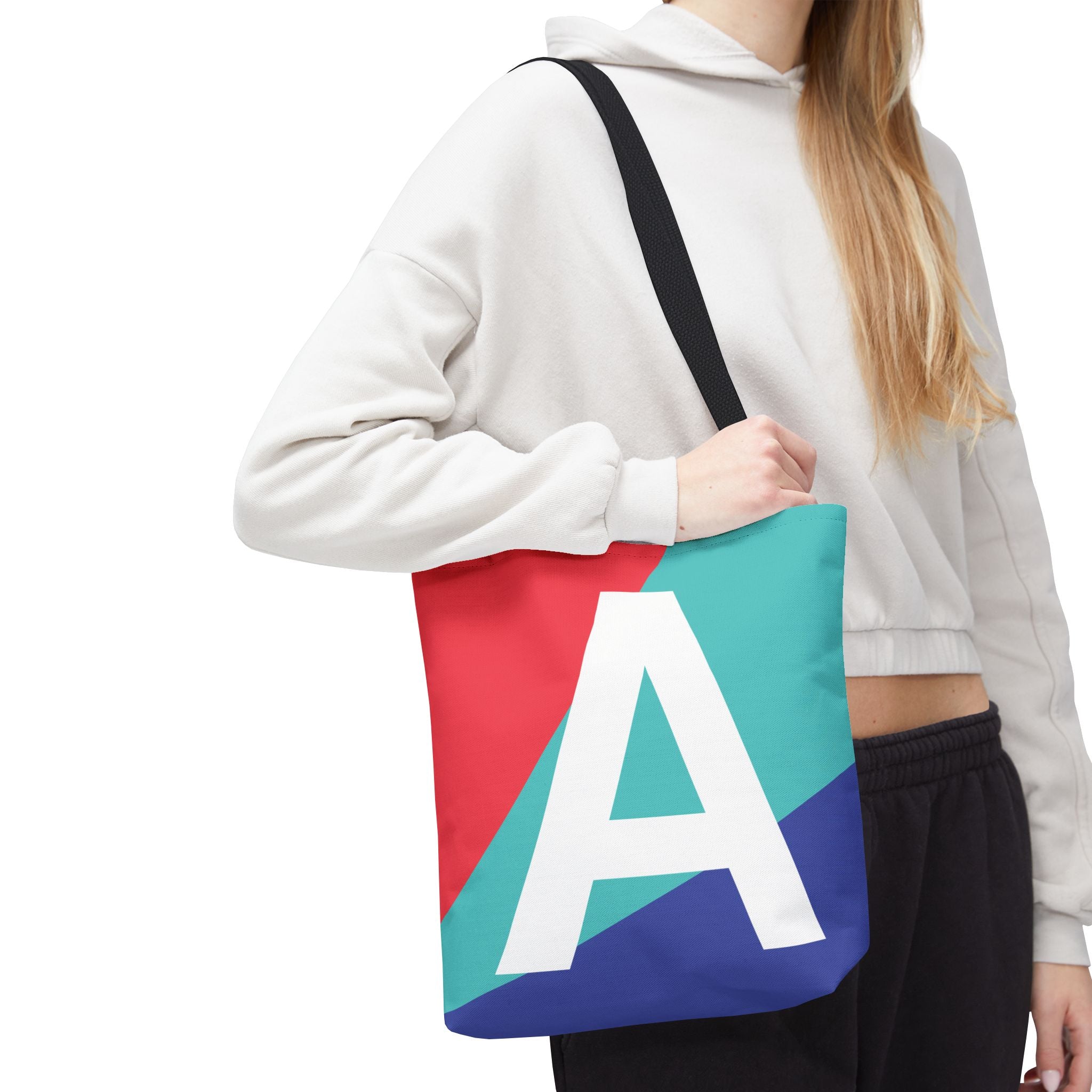 Monogram 'A' Colorblock Tote Bag — Personalized Initial A Shoulder Tote