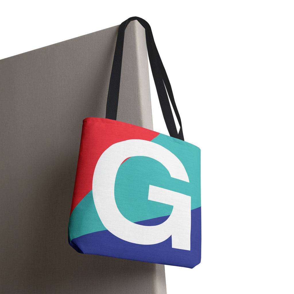 Monogram 'G' Colorblock Tote Bag — Personalized Initial G Shoulder Tote