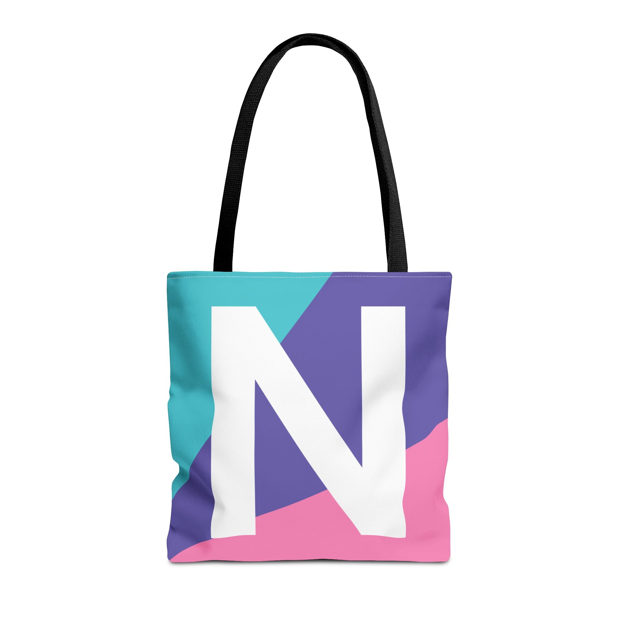 Monogram 'N' Colorblock Tote Bag — Personalized Initial N Shoulder Tote