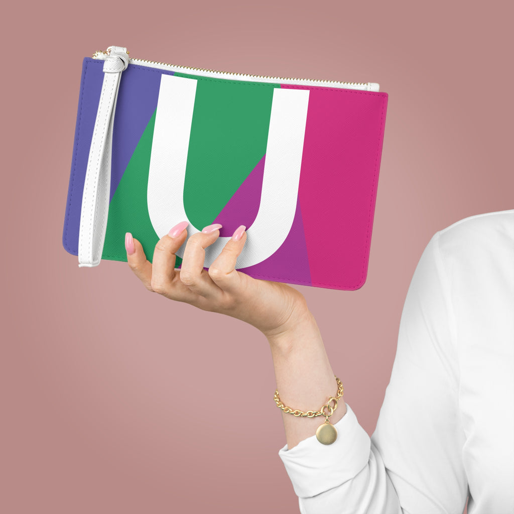 Monogram 'U' Colorblock Clutch Bag — Bold Geometric Wristlet for Everyday & Gifts
