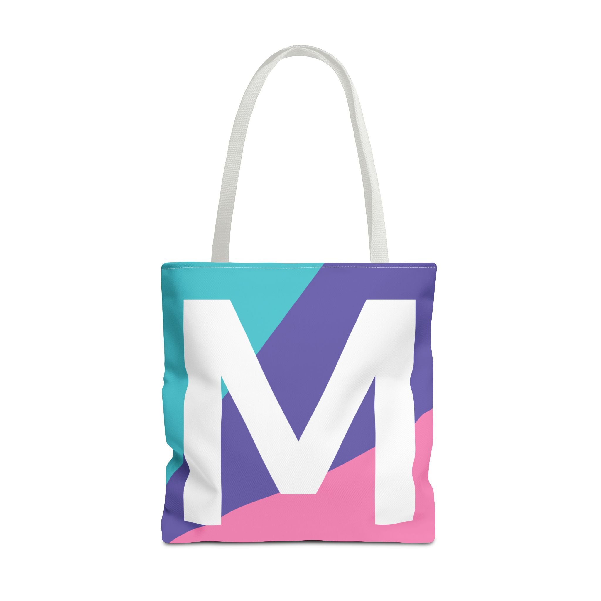 Monogram 'M' Colorblock Tote Bag — Personalized Initial M Shoulder Tote
