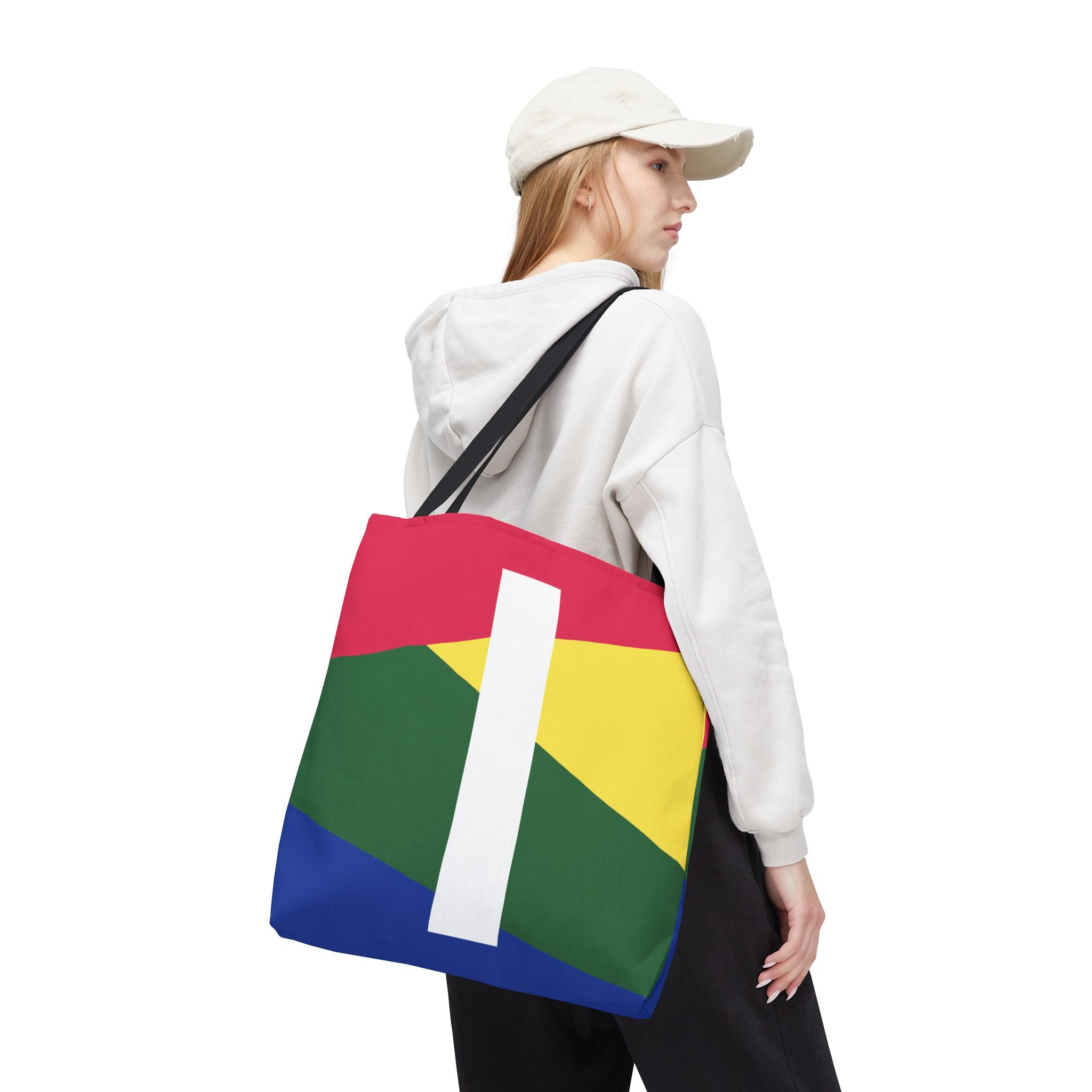Monogram 'I' Colorblock Tote Bag — Personalized Initial I Shoulder Tote