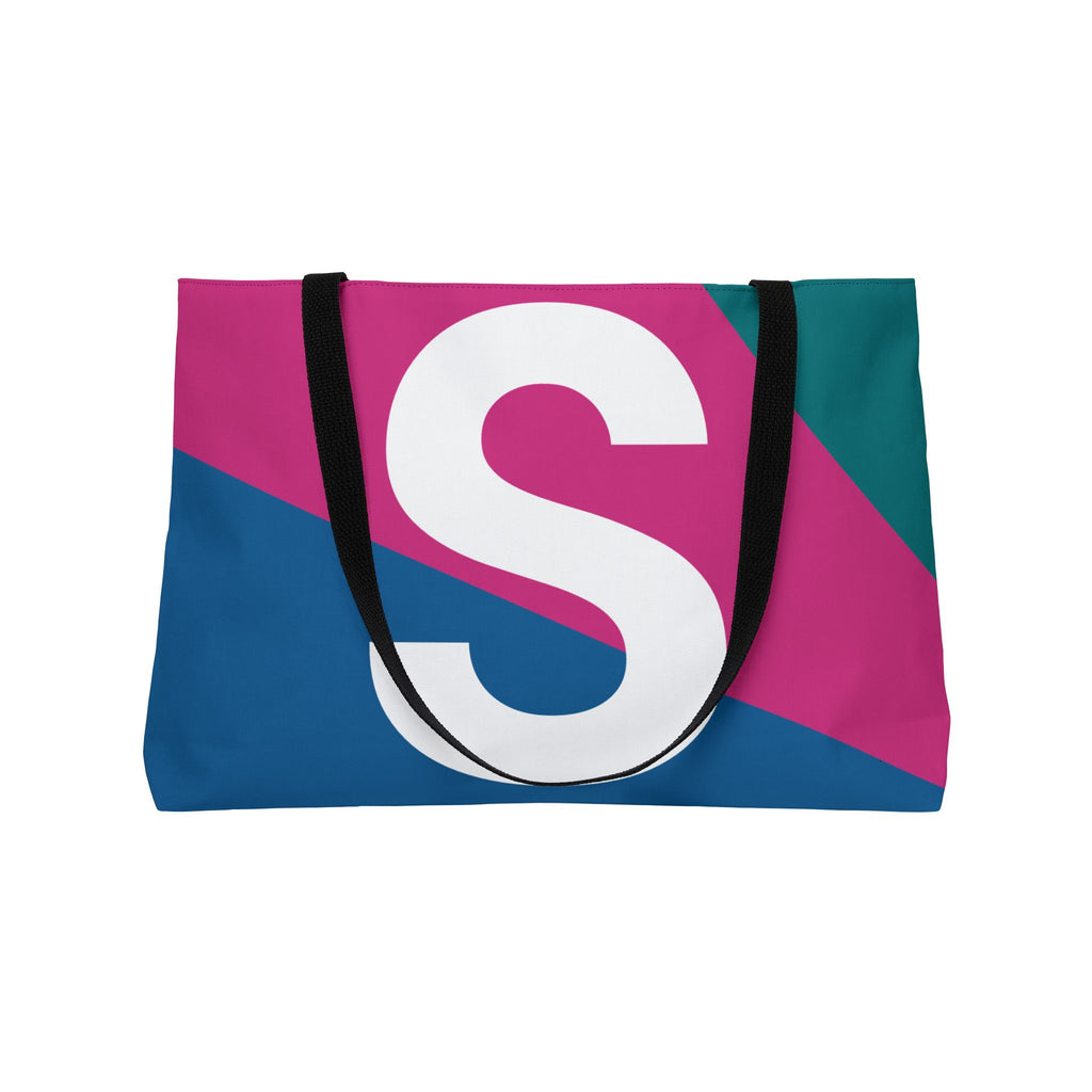 Personalized 'S' Colorblock Tote Bag — Monogram Weekender Tote