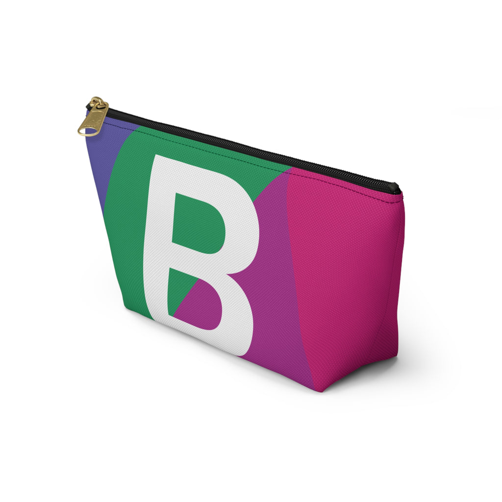 Initials Colorblock Accessory Pouch — Monogram B T-Bottom Cosmetic Bag