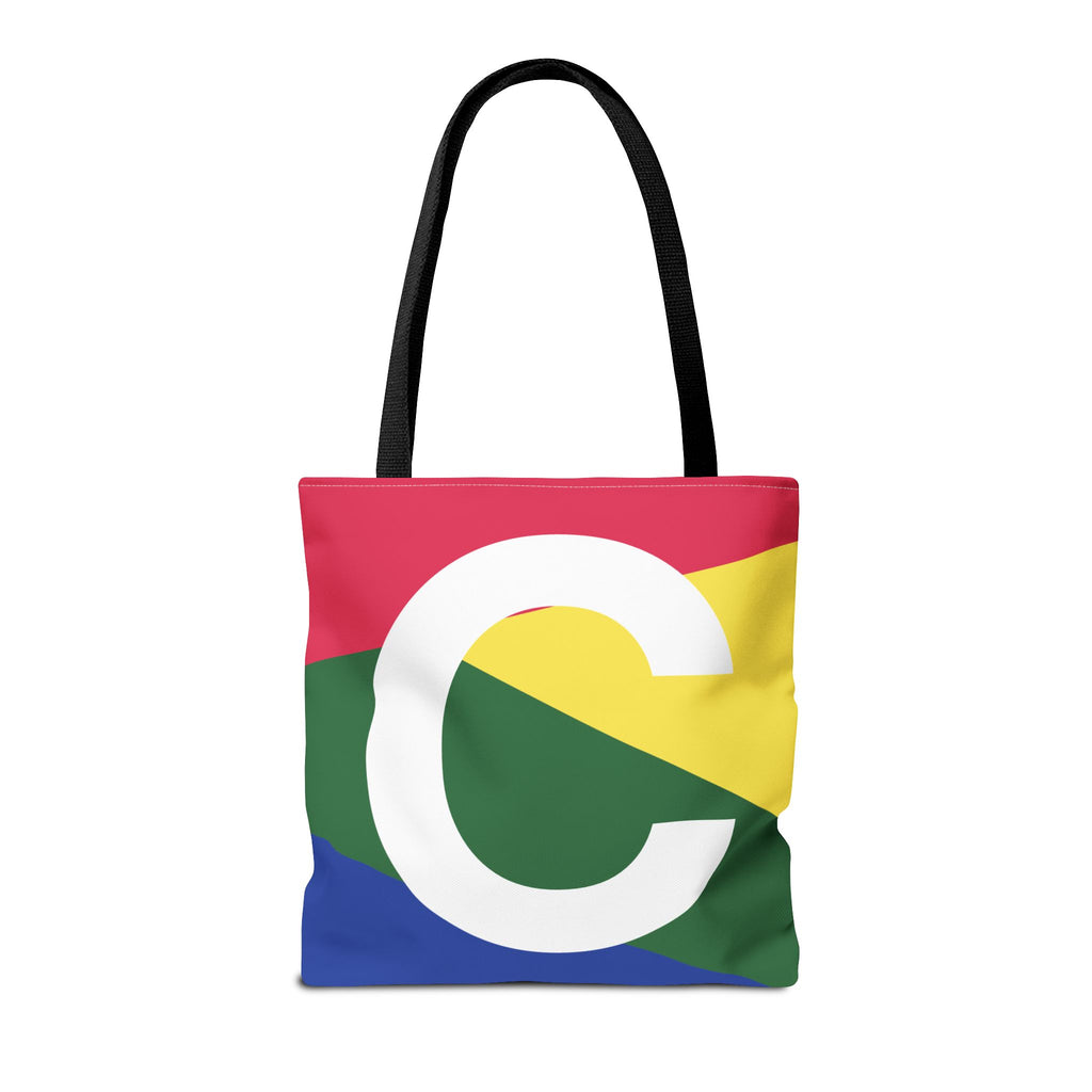 Monogram 'C' Colorblock Tote Bag — Personalized Initial C Shoulder Tote