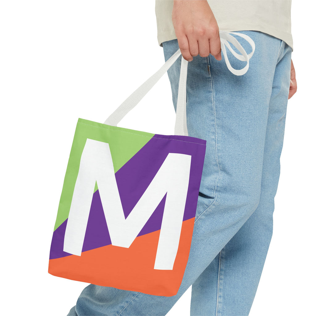 Monogram 'M' Colorblock Tote Bag — Personalized Initial M Shoulder Tote