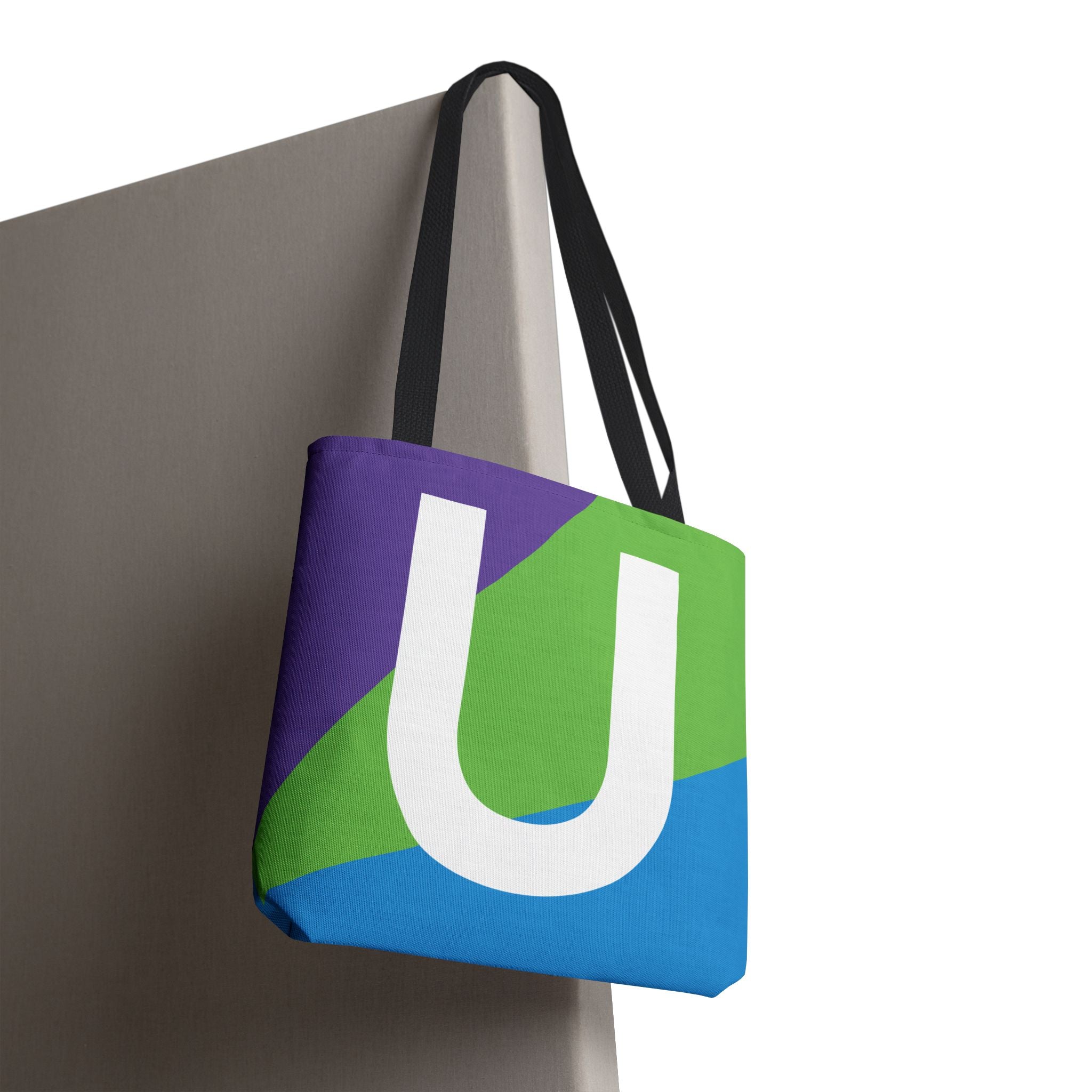 Monogram 'U' Colorblock Tote Bag — Personalized Initial U Shoulder Tote