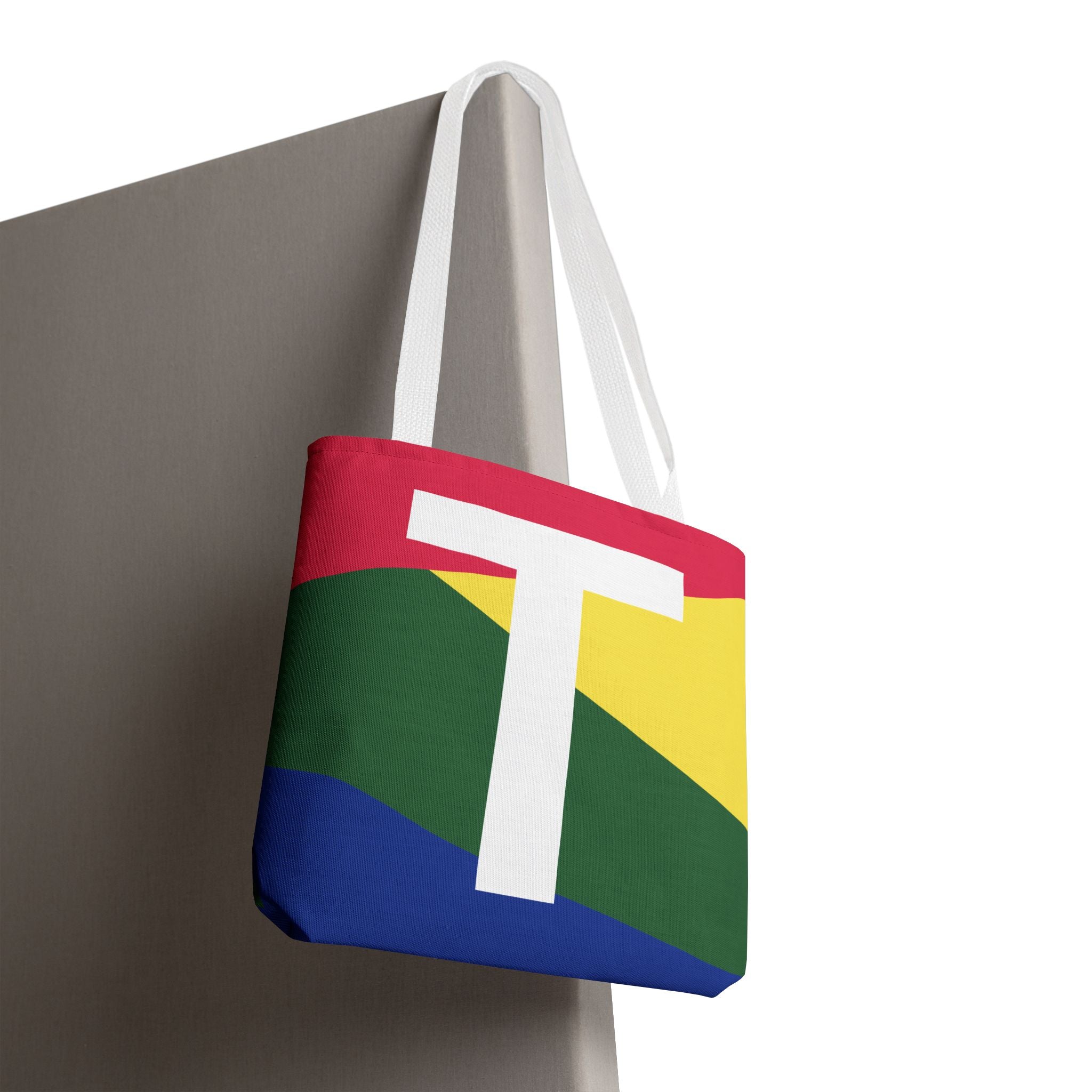 Monogram 'T' Colorblock Tote Bag — Personalized Initial T Shoulder Tote