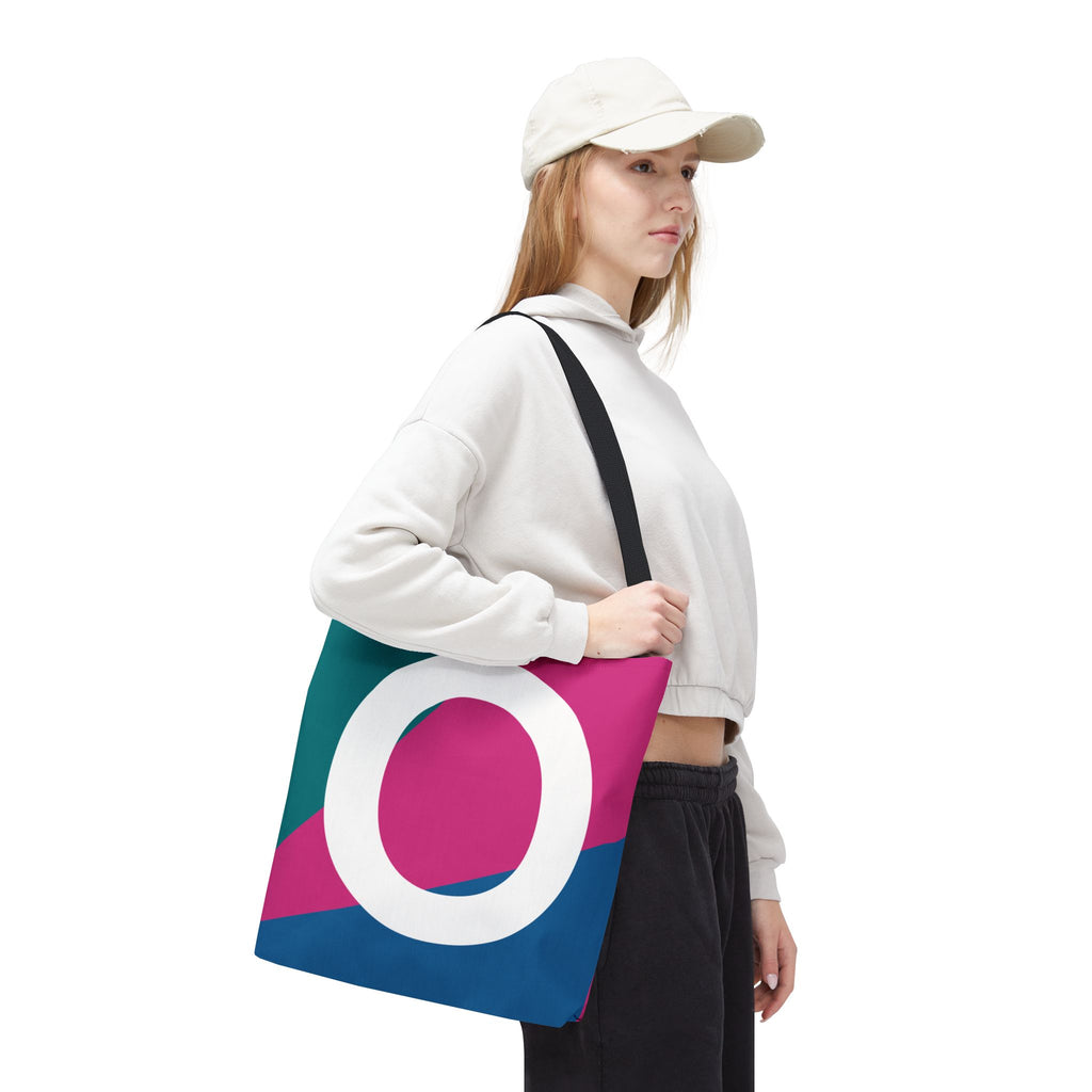 Monogram 'O' Colorblock Tote Bag — Personalized Initial O Shoulder Tote