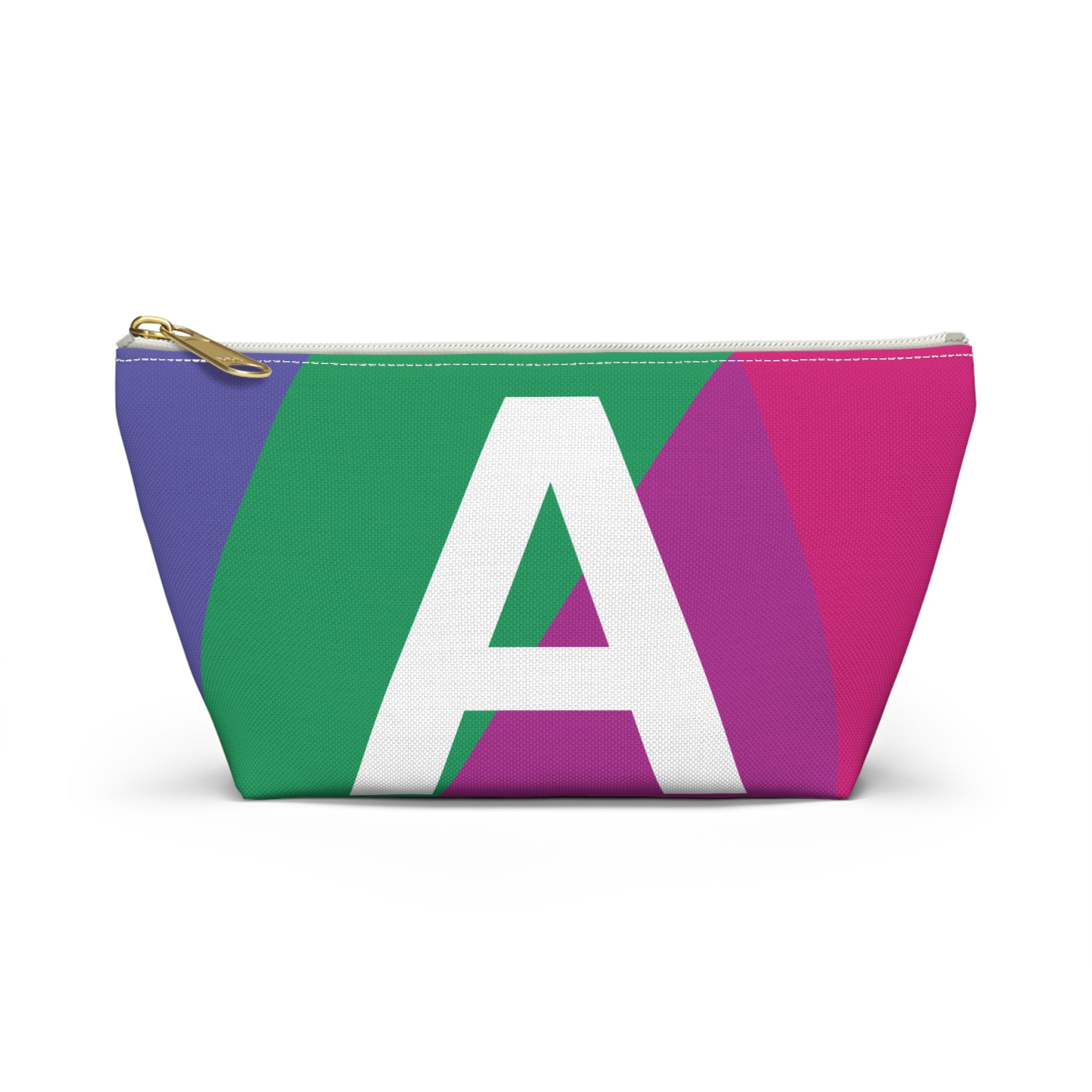 Initials Colorblock Accessory Pouch — Monogram A T-Bottom Cosmetic Bag