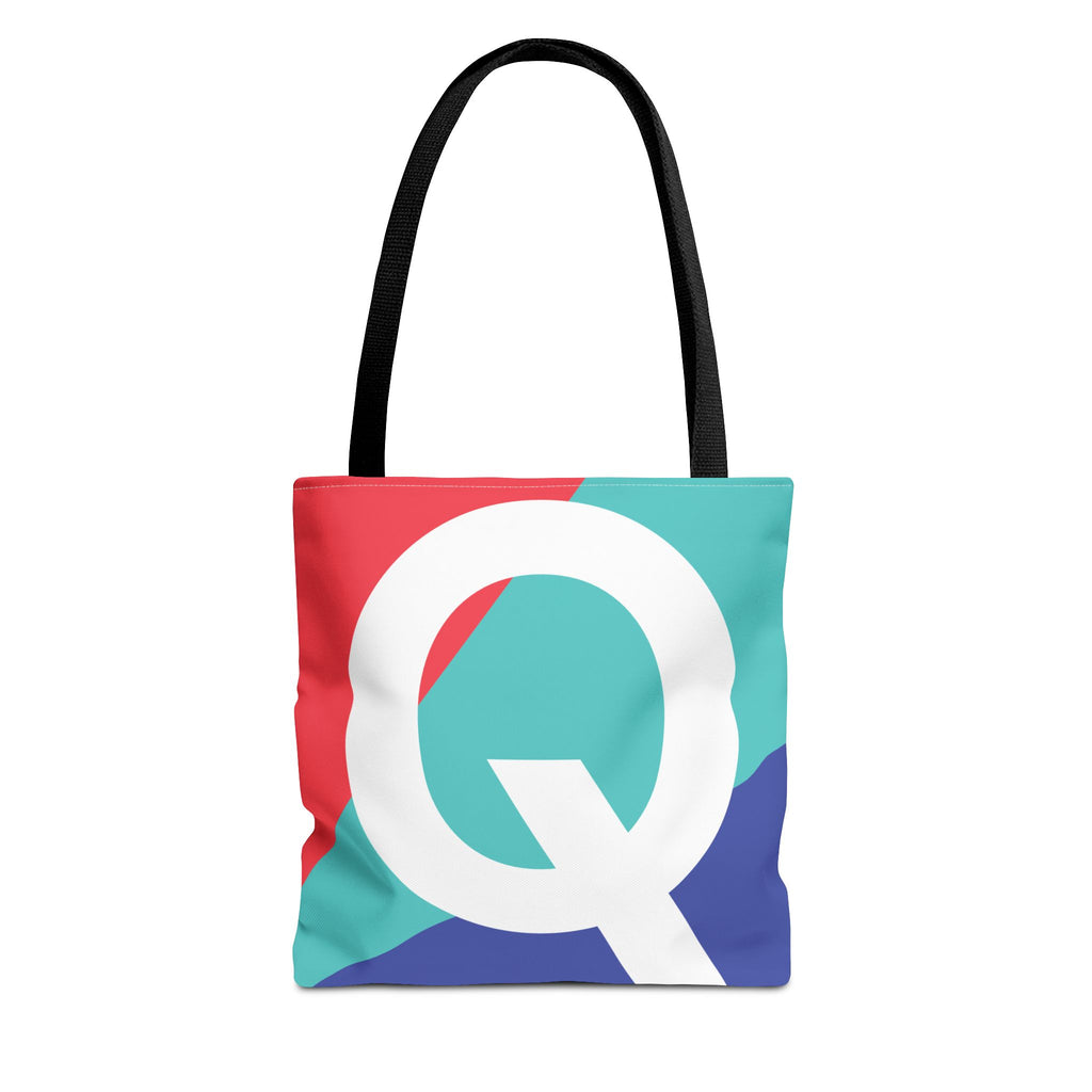 Monogram 'Q' Colorblock Tote Bag — Personalized Initial Q Shoulder Tote