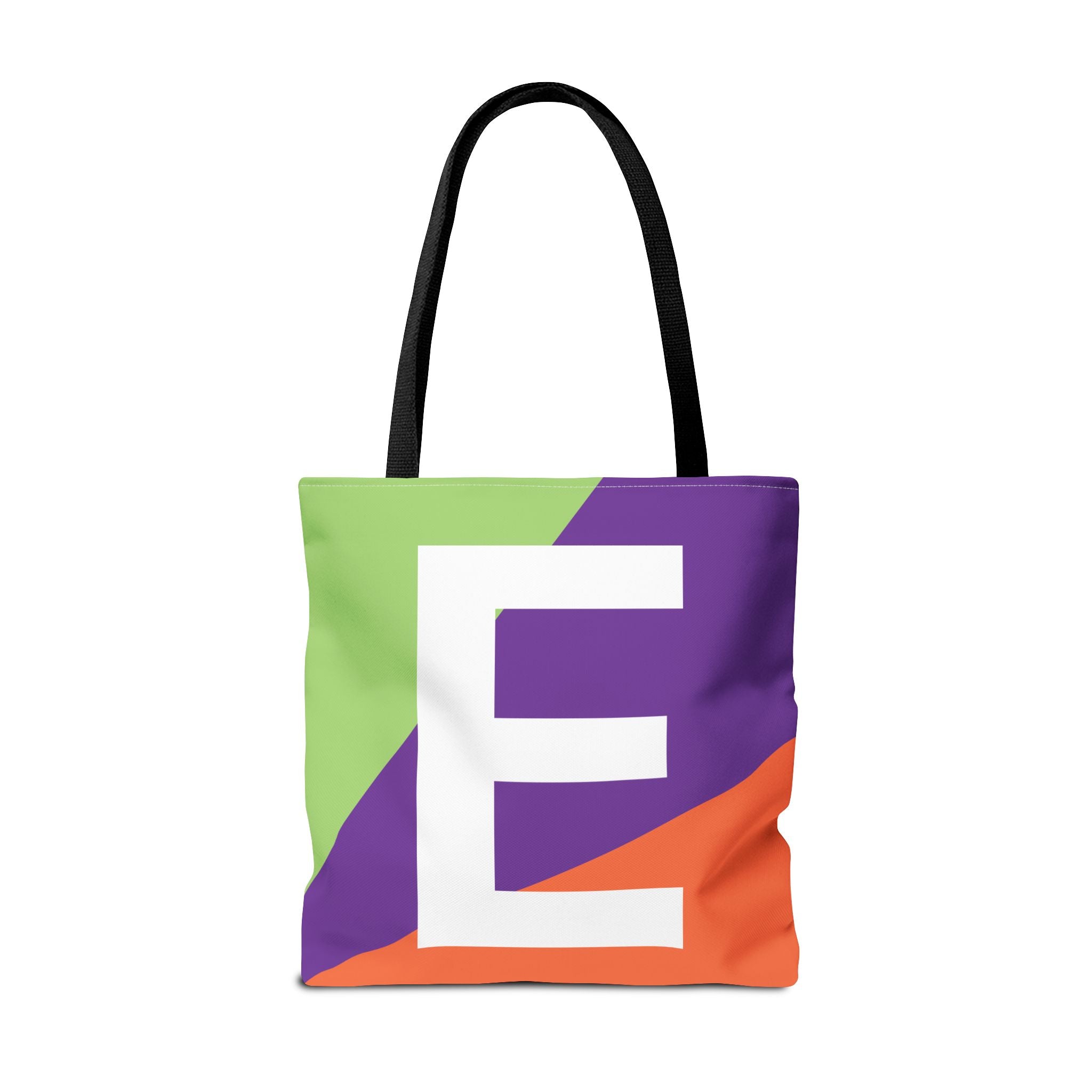 Monogram 'E' Colorblock Tote Bag — Personalized Initial E Shoulder Tote