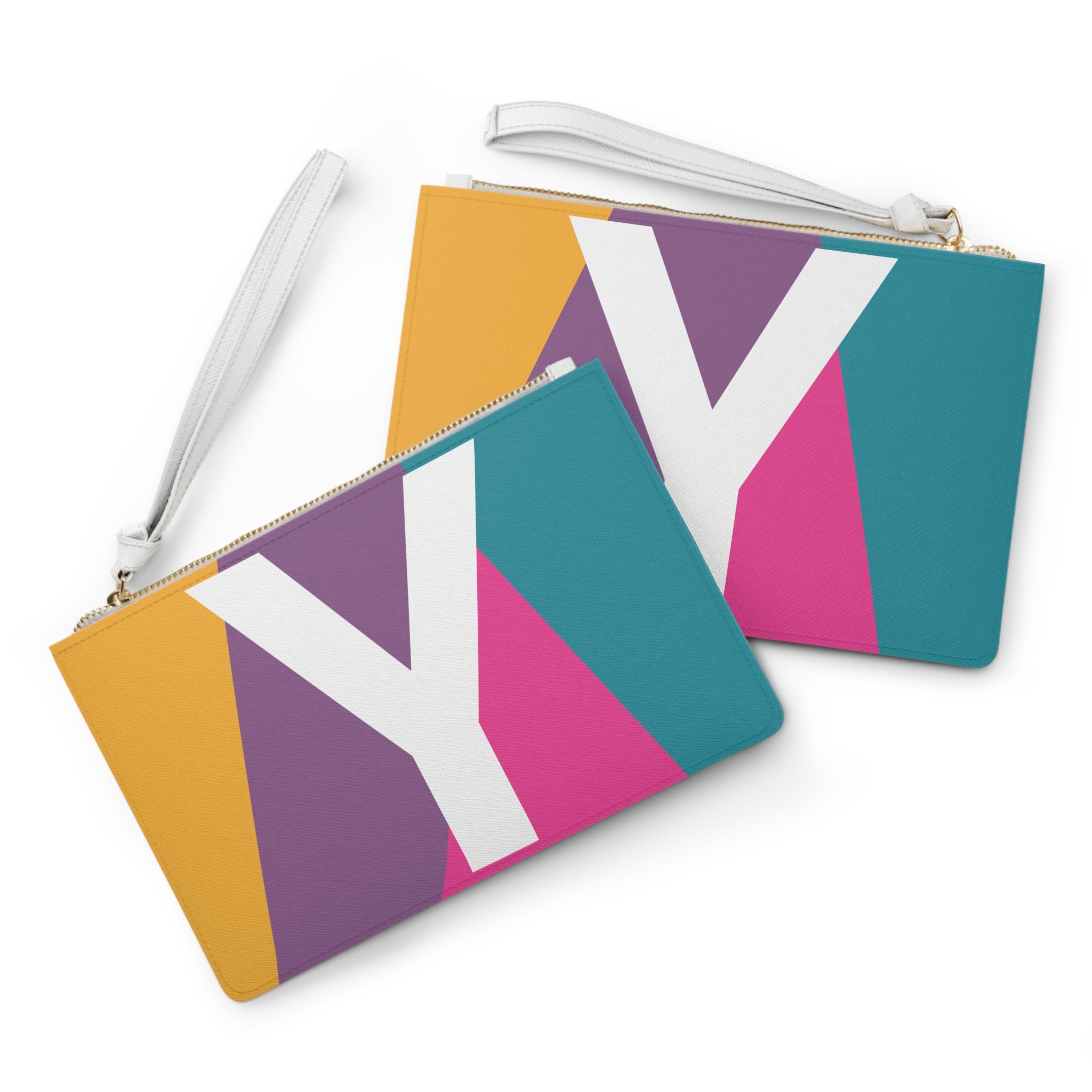 Monogram 'Y' Colorblock Clutch Bag — Bold Geometric Wristlet for Everyday & Gifts