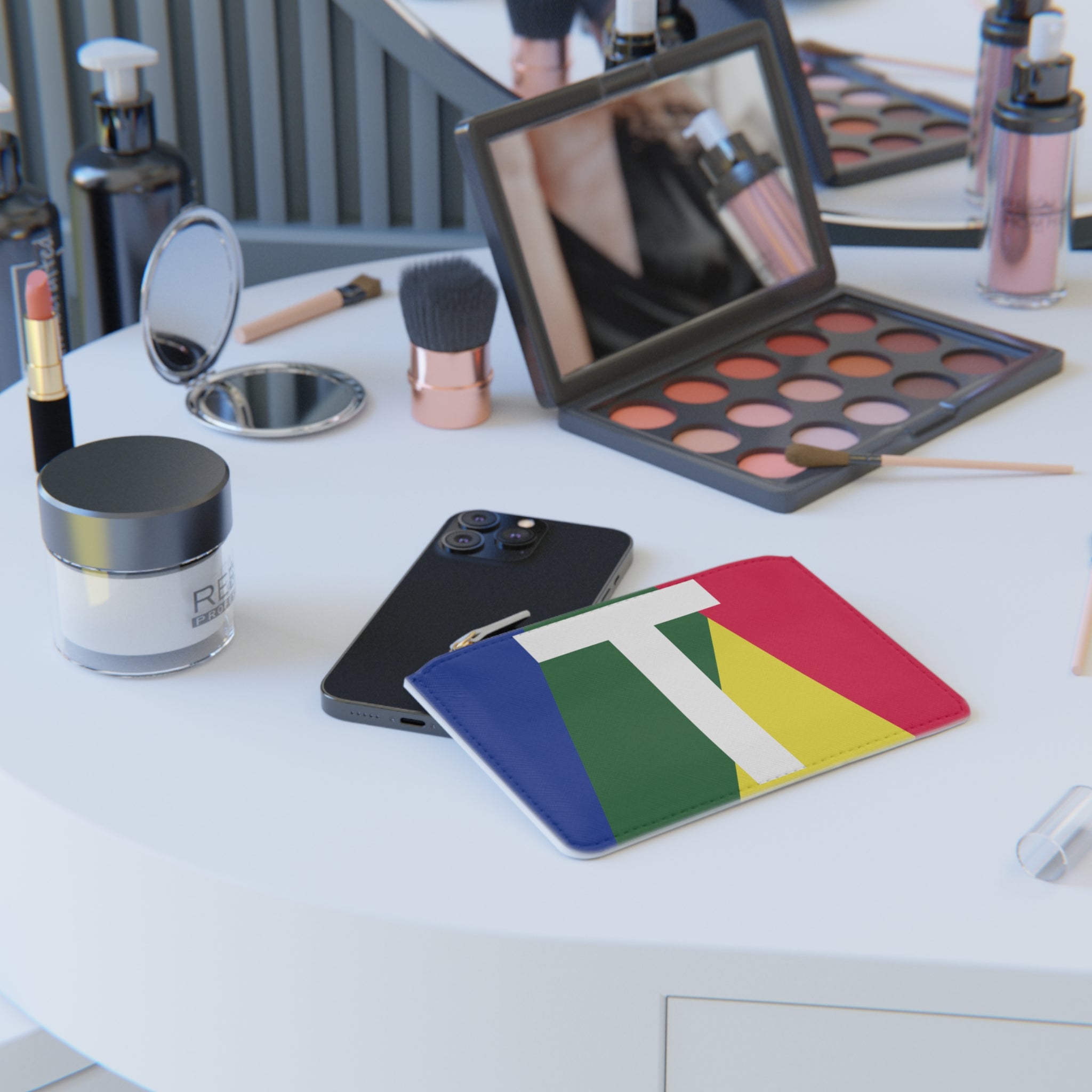 Initial T Mini Clutch — Colorblock Monogram Wristlet Wallet