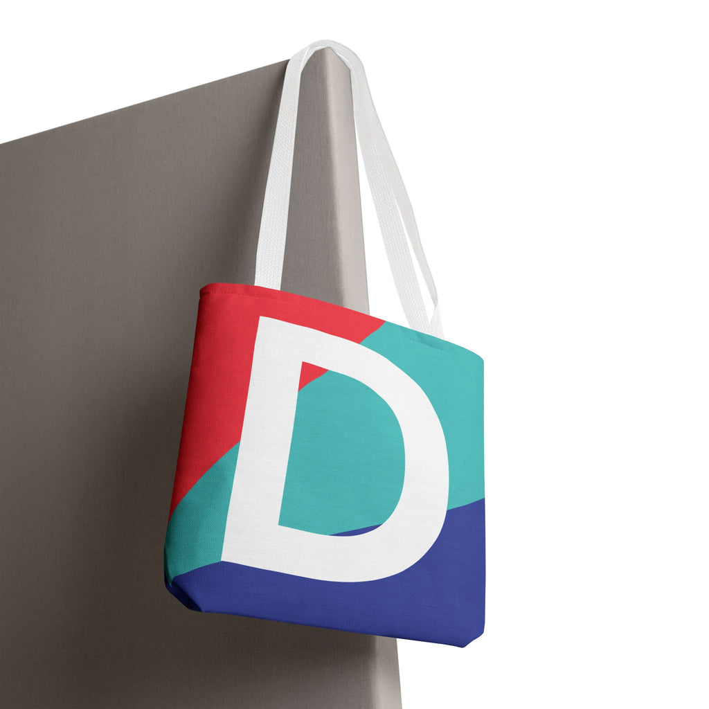 Monogram 'D' Colorblock Tote Bag — Personalized Initial D Shoulder Tote