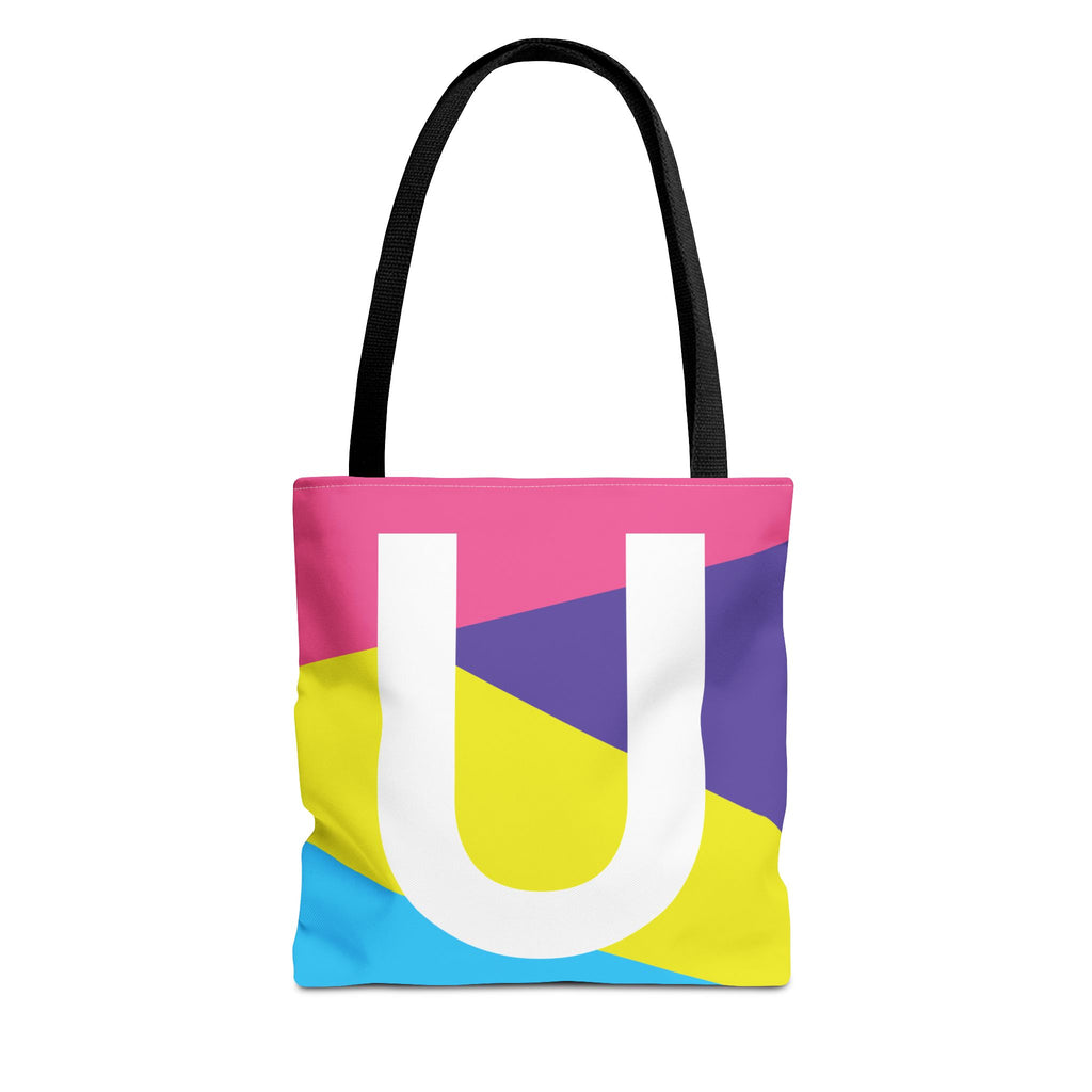 Monogram 'U' Colorblock Tote Bag — Personalized Initial U Shoulder Tote