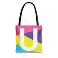 Monogram 'U' Colorblock Tote Bag — Personalized Initial U Shoulder Tote