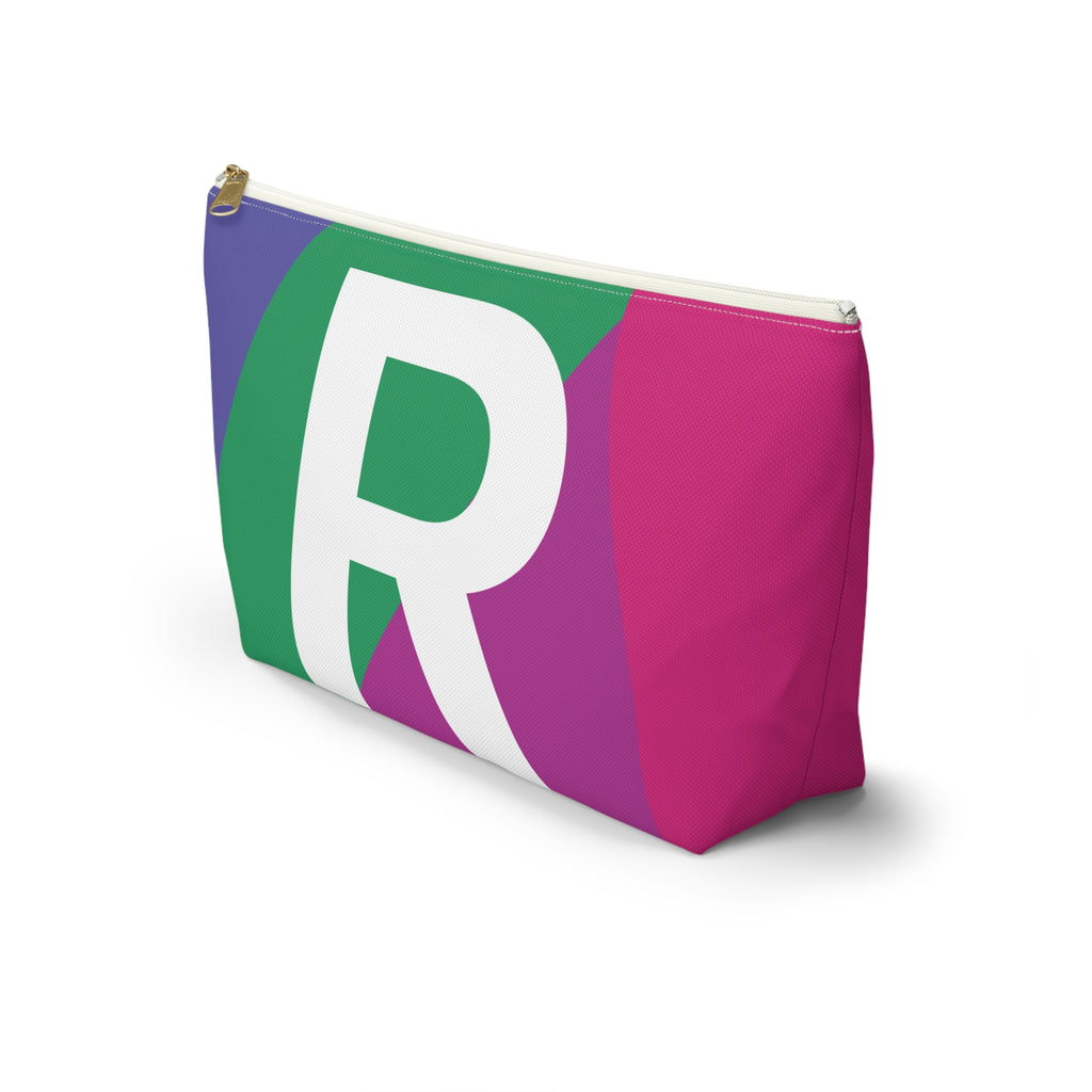 Initials Colorblock Accessory Pouch — Monogram R T-Bottom Cosmetic Bag