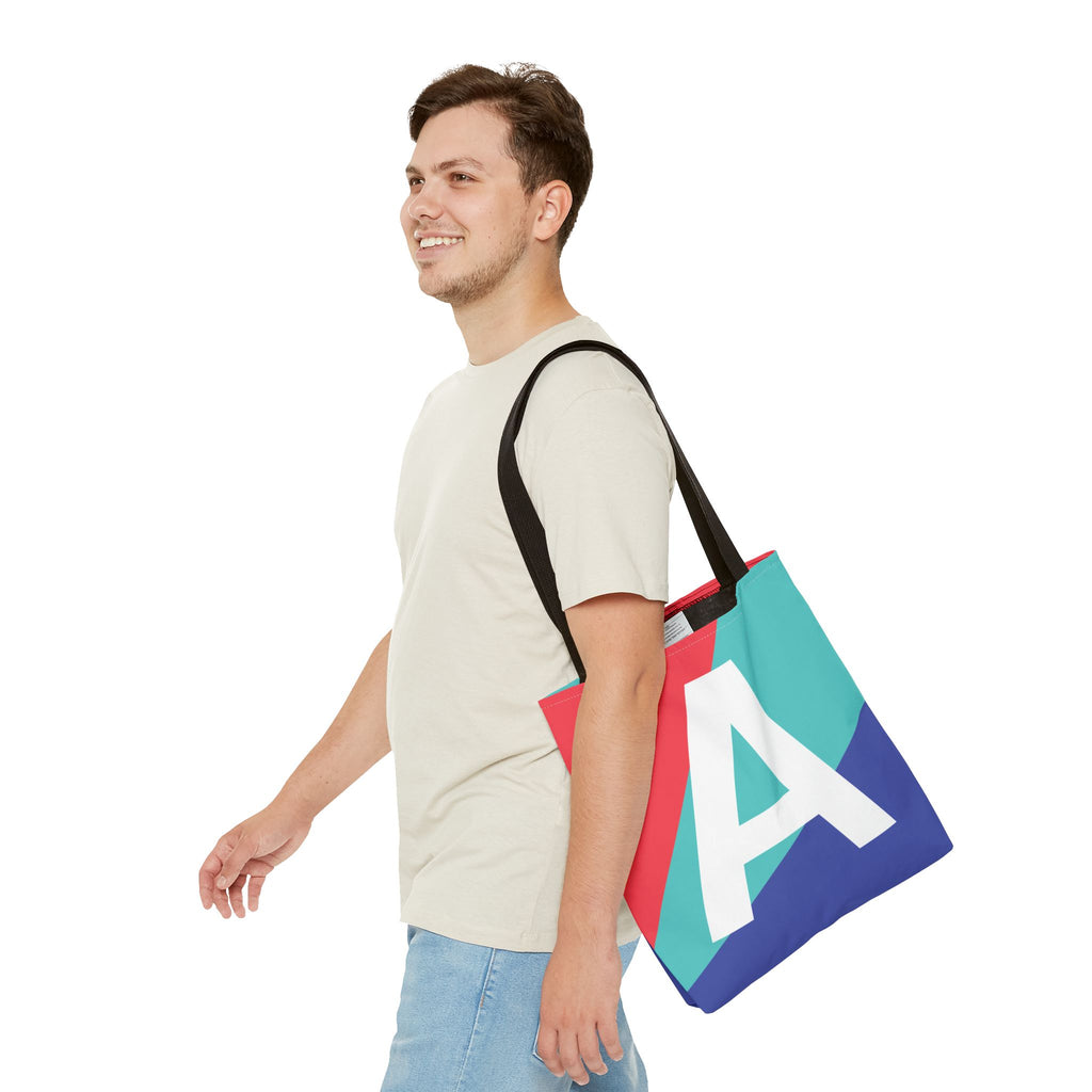 Monogram 'A' Colorblock Tote Bag — Personalized Initial A Shoulder Tote