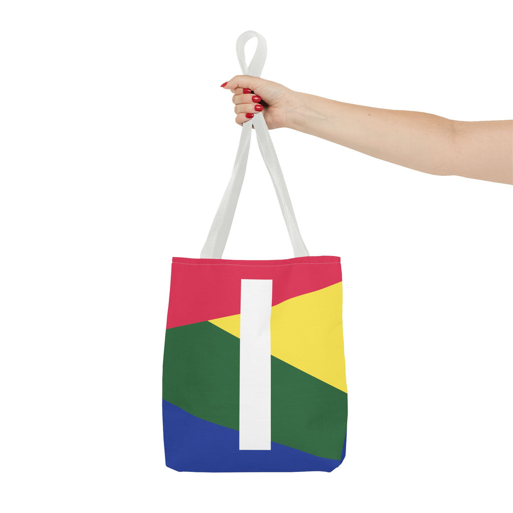 Monogram 'I' Colorblock Tote Bag — Personalized Initial I Shoulder Tote