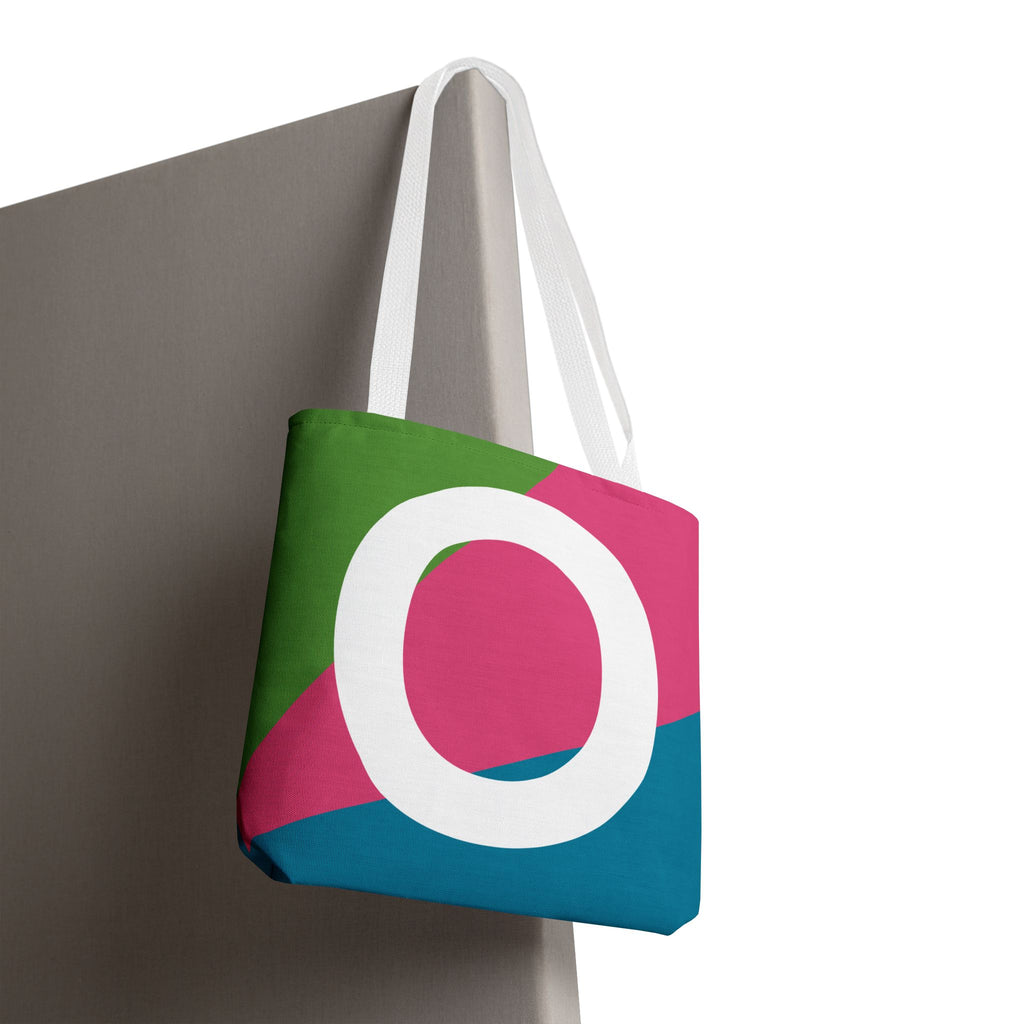 Monogram 'O' Colorblock Tote Bag — Personalized Initial O Shoulder Tote