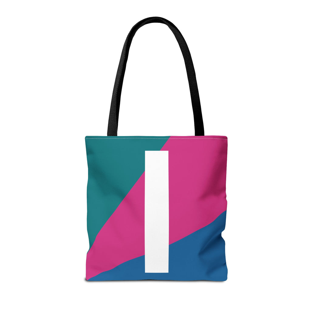 Monogram 'I' Colorblock Tote Bag — Personalized Initial I Shoulder Tote