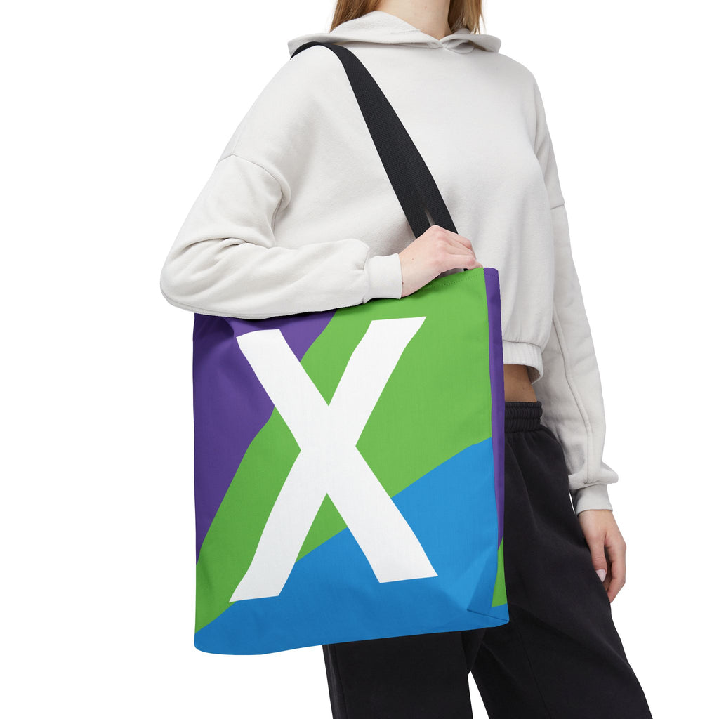 Monogram 'X' Colorblock Tote Bag — Personalized Initial X Shoulder Tote