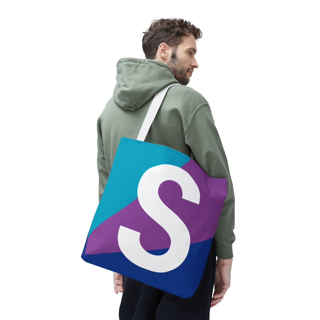 Monogram 'S' Colorblock Tote Bag — Personalized Initial S Shoulder Tote