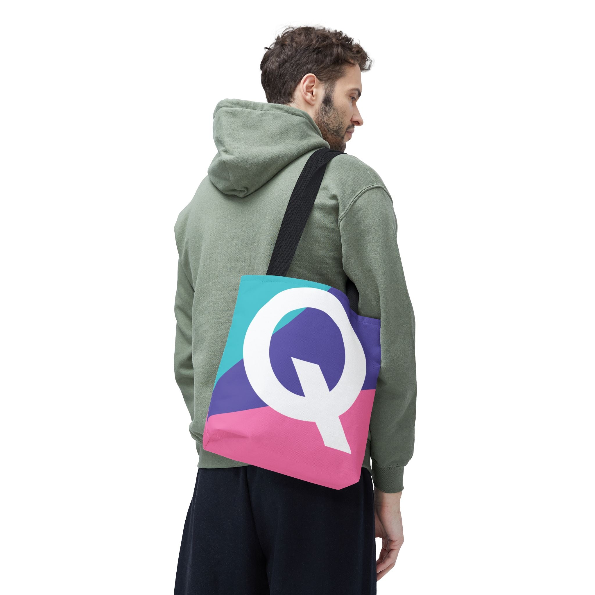 Monogram 'Q' Colorblock Tote Bag — Personalized Initial Q Shoulder Tote