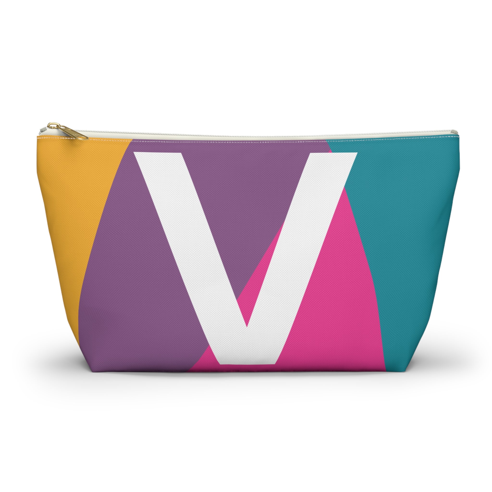 Initials Colorblock Accessory Pouch — Monogram V T-Bottom Cosmetic Bag