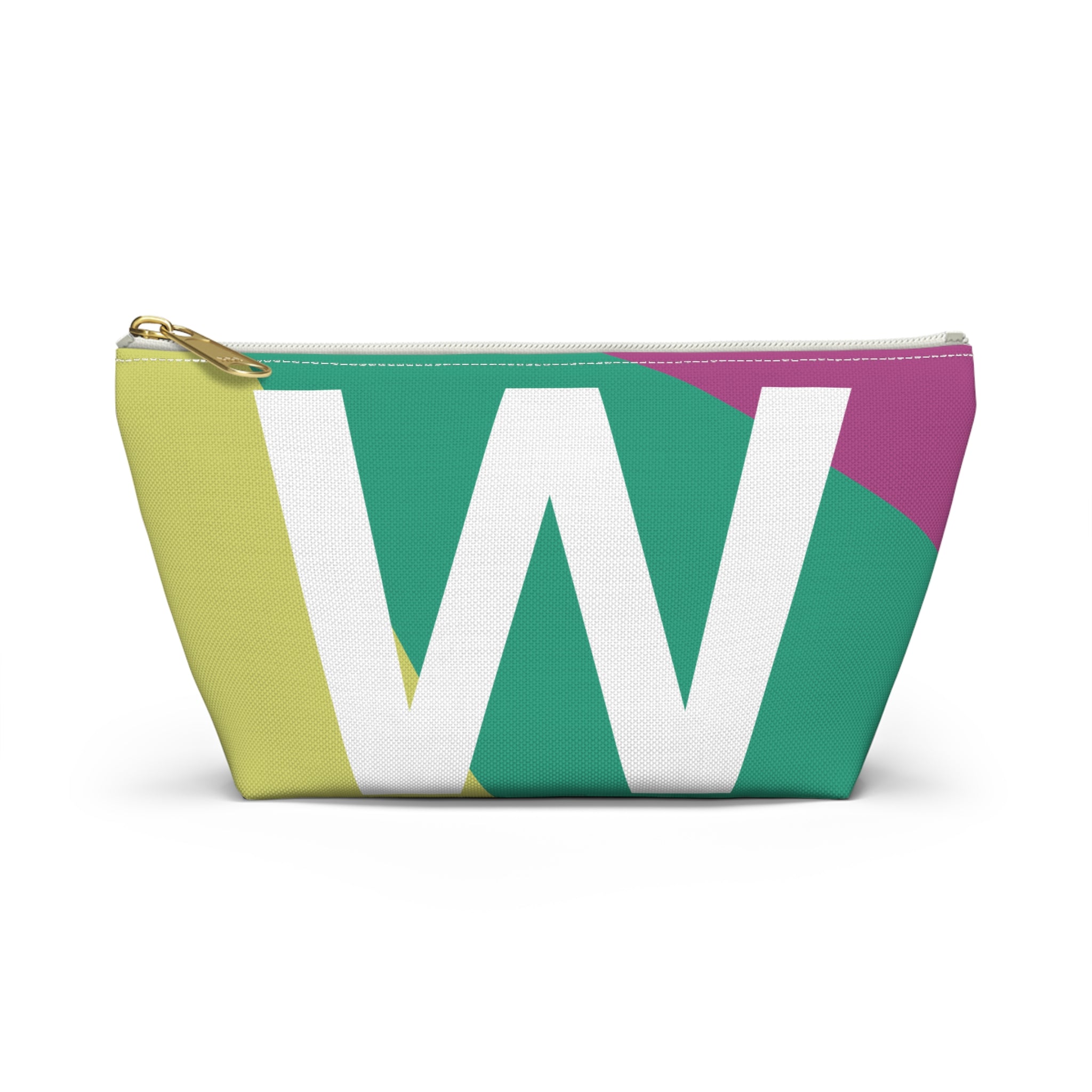 Initials Colorblock Accessory Pouch — Monogram W T-Bottom Cosmetic Bag