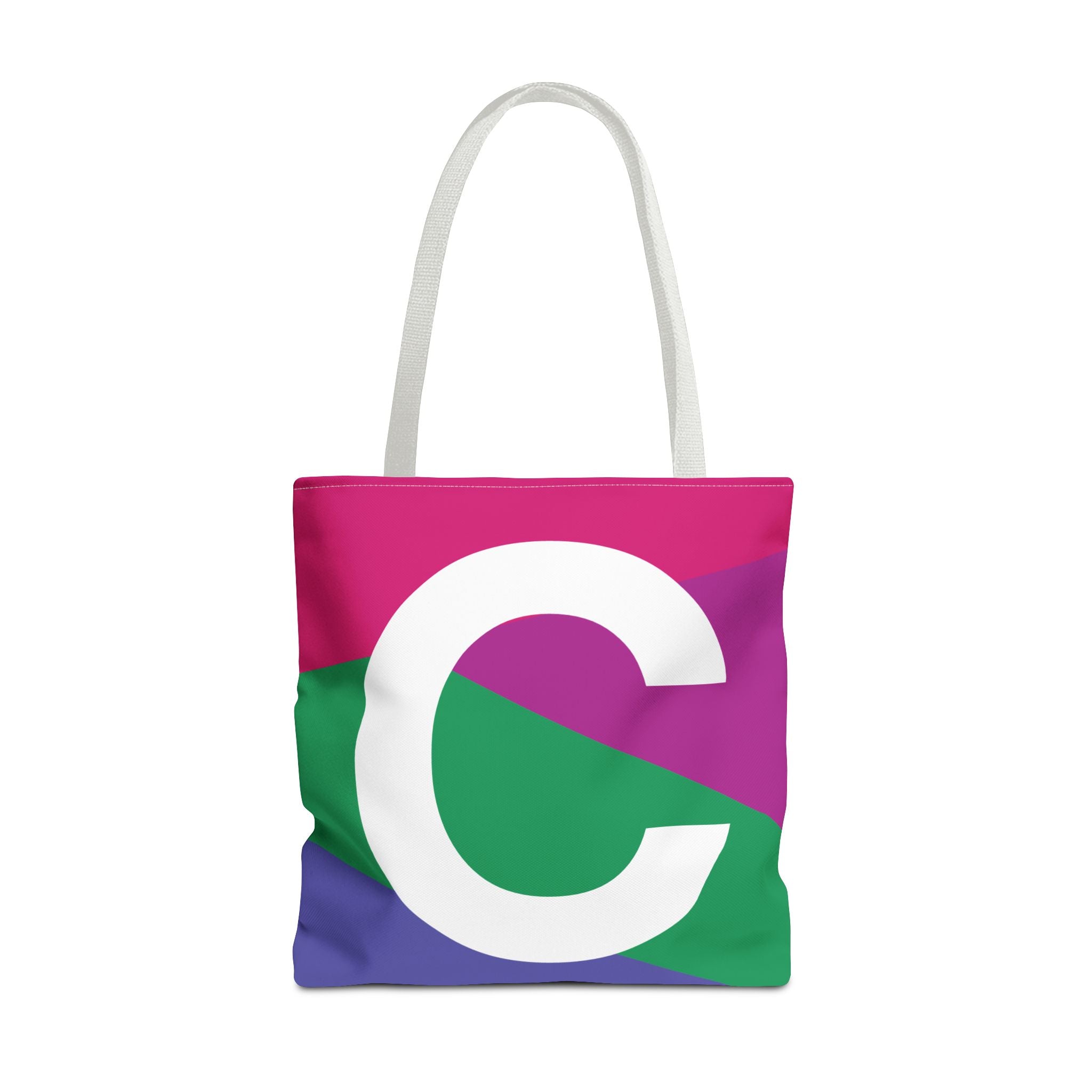 Monogram 'C' Colorblock Tote Bag — Personalized Initial C Shoulder Tote