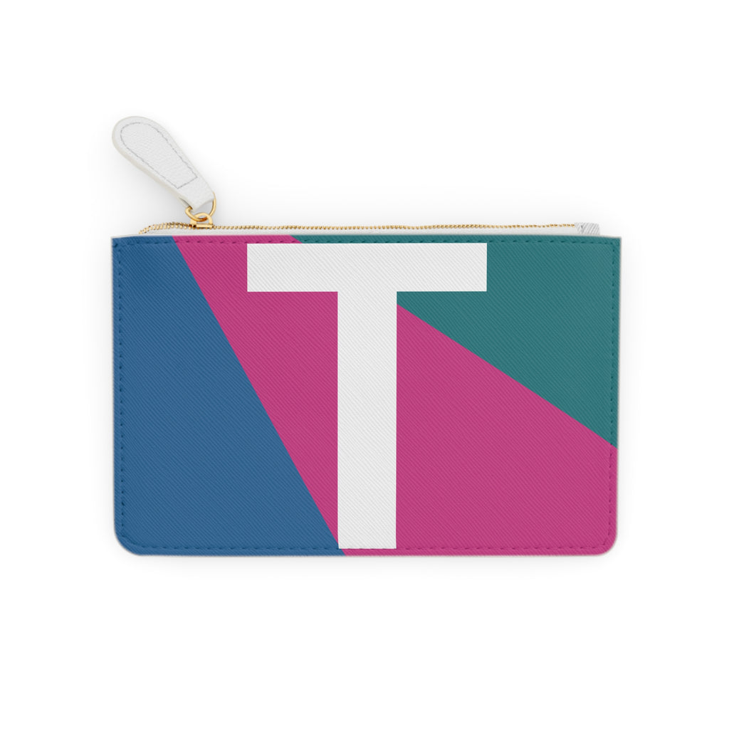 Initial T Mini Clutch — Colorblock Monogram Wristlet Wallet