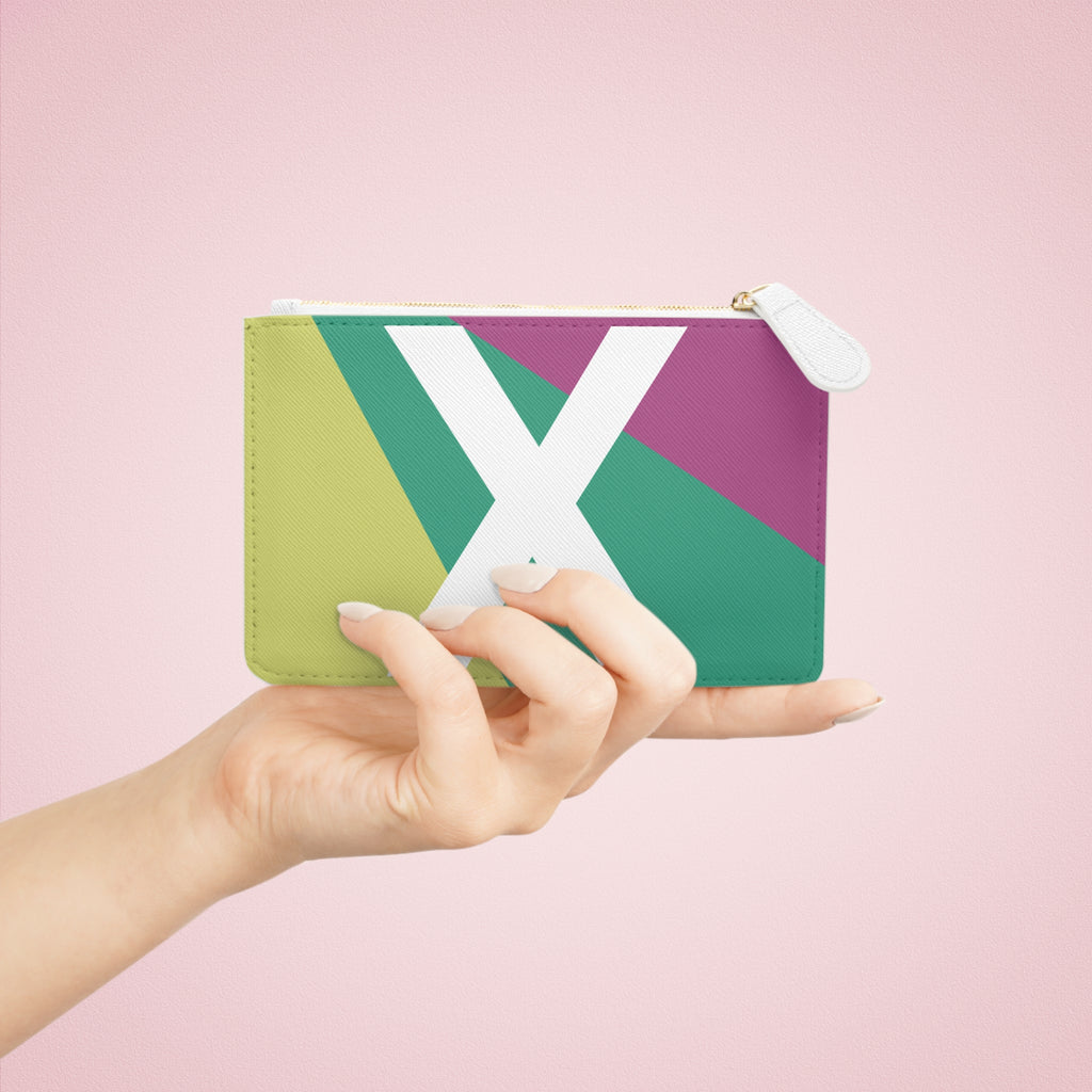 Initial X Mini Clutch — Colorblock Monogram Wristlet Wallet